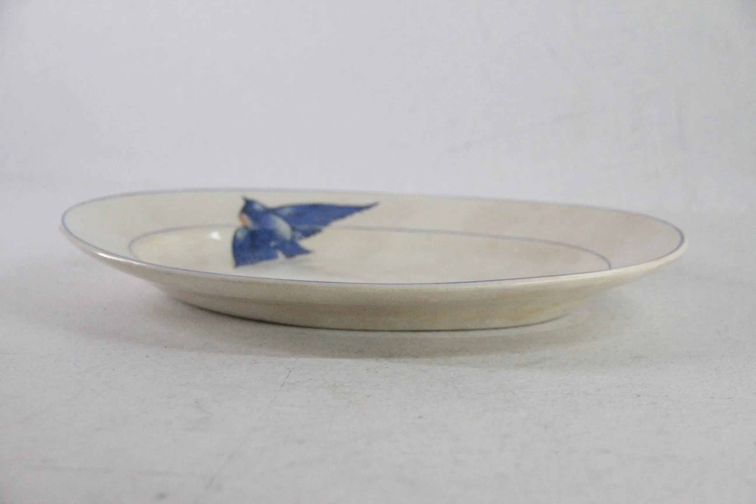 Vintage Bluebird Plate Antique Ironstone Platter 11.5"