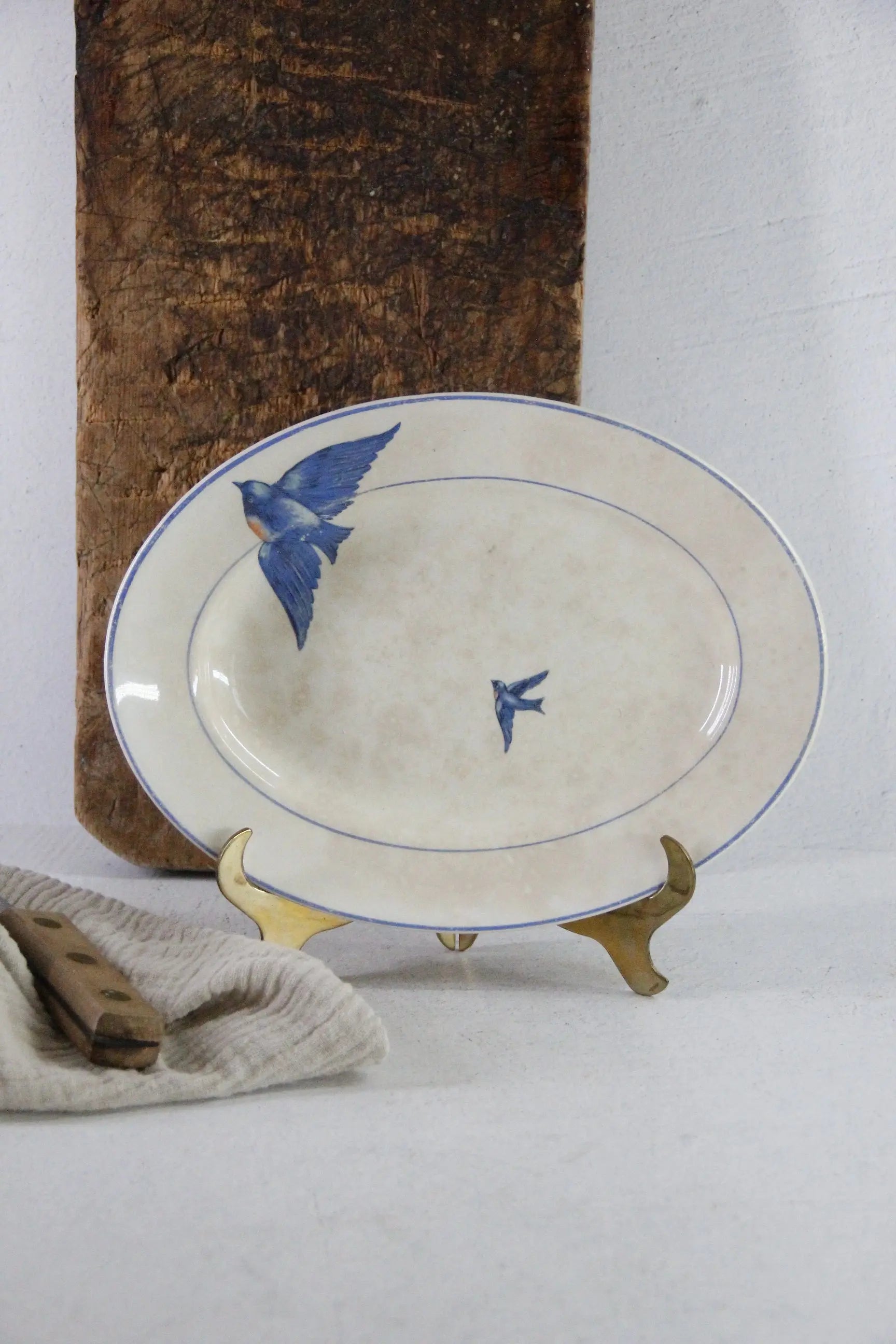 Vintage Bluebird Plate Antique Ironstone Platter 11.5"