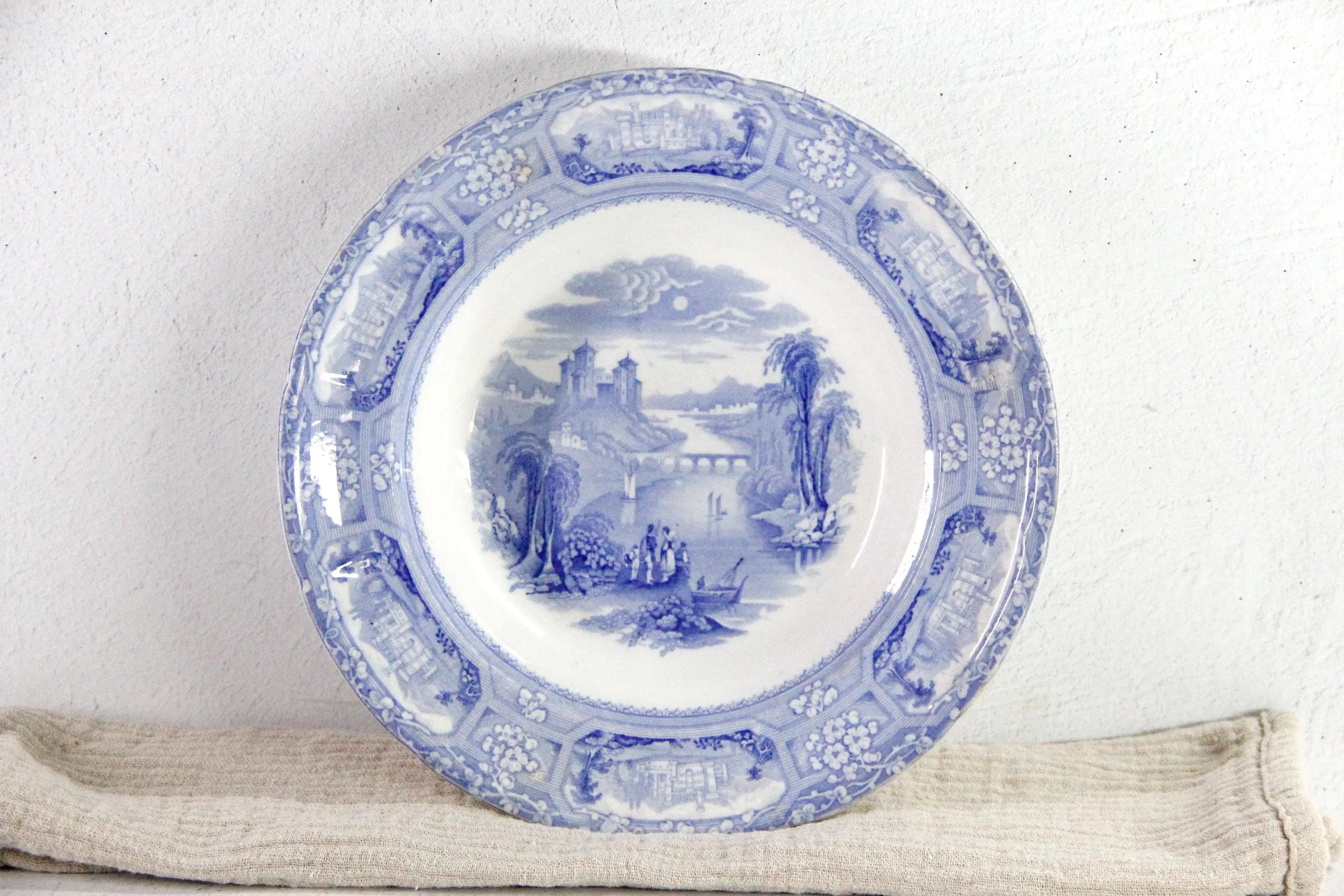 Blue and White Transferware Bowl | Antique Staffordshire Ironstone