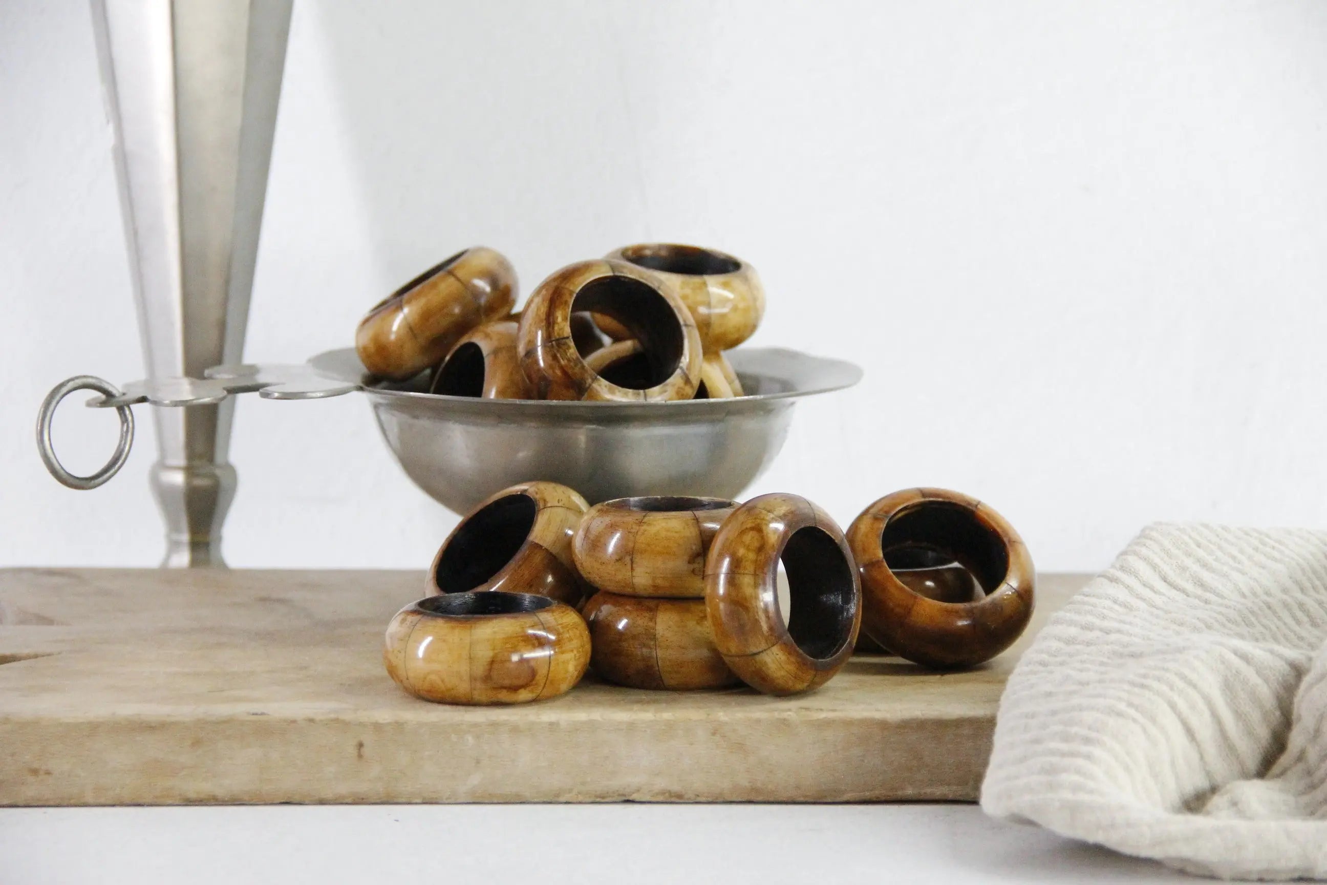 Bone Napkin Rings | Vintage Carved Midcentury Set Of 8  Debra Hall Lifestyle