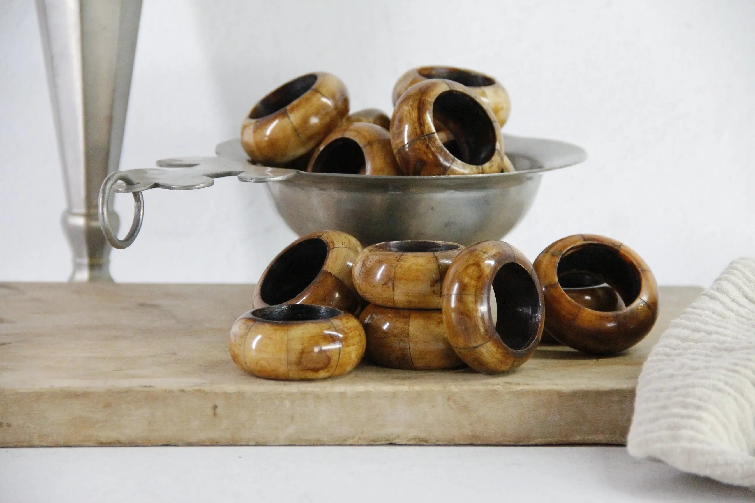 Bone Napkin Rings | Vintage Carved Midcentury Set Of 8  Debra Hall Lifestyle