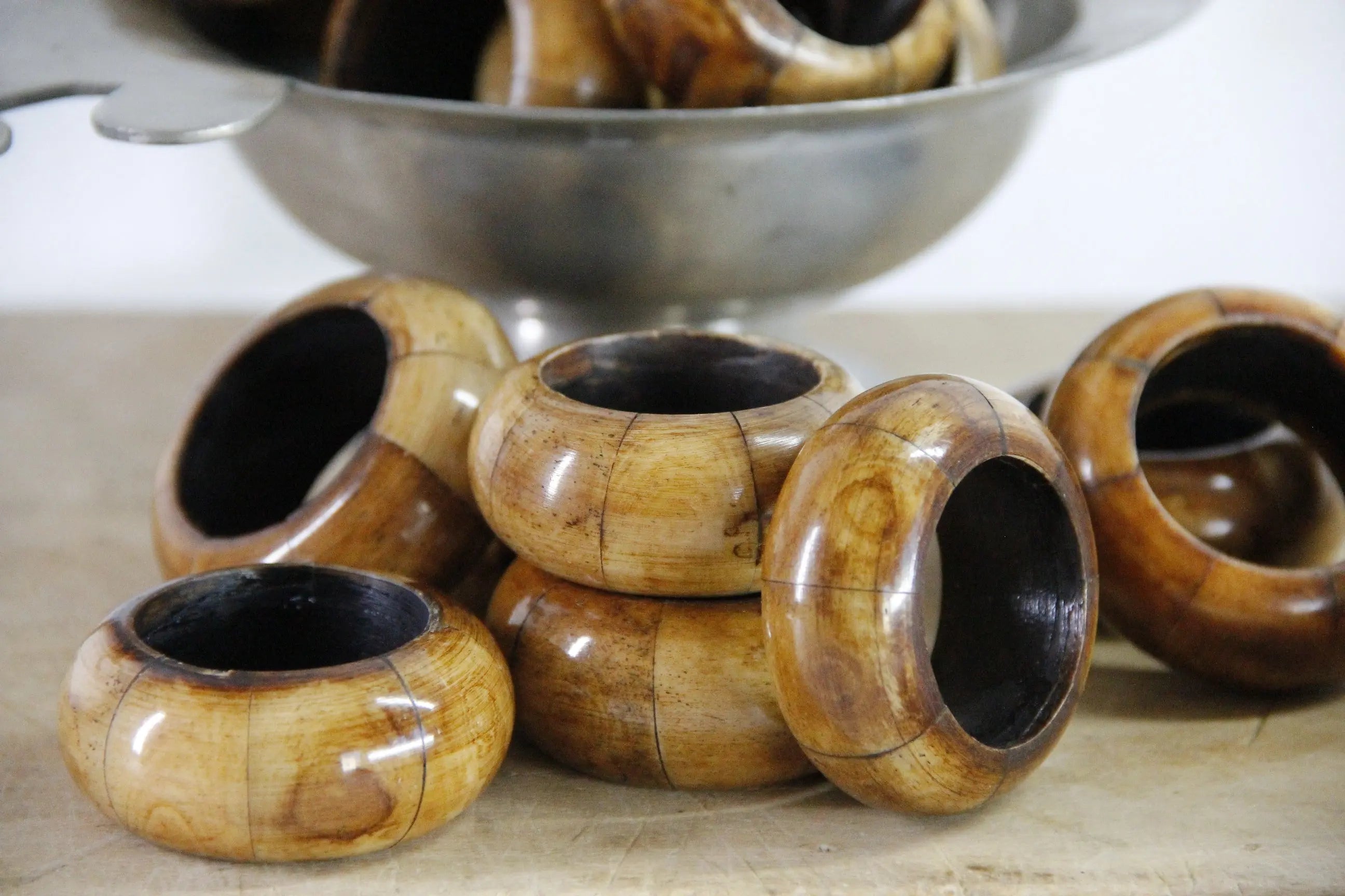 Bone Napkin Rings | Vintage Carved Midcentury Set Of 8  Debra Hall Lifestyle
