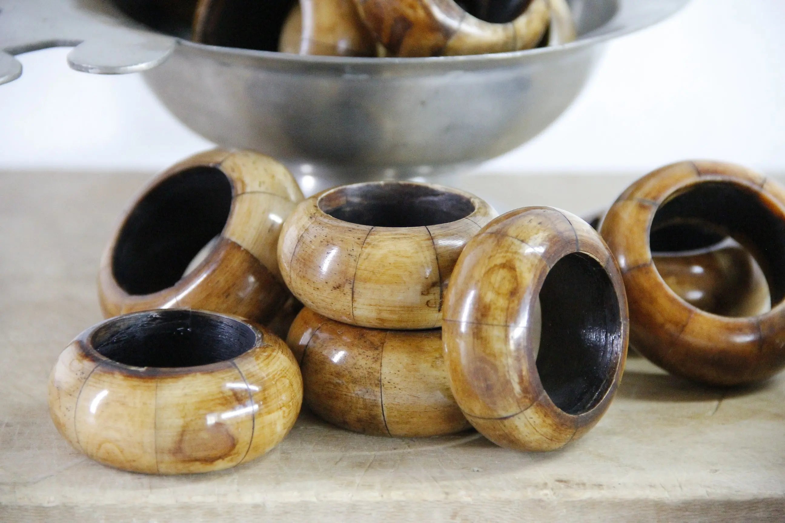 Bone Napkin Rings | Vintage Carved Midcentury Set Of 8  Debra Hall Lifestyle