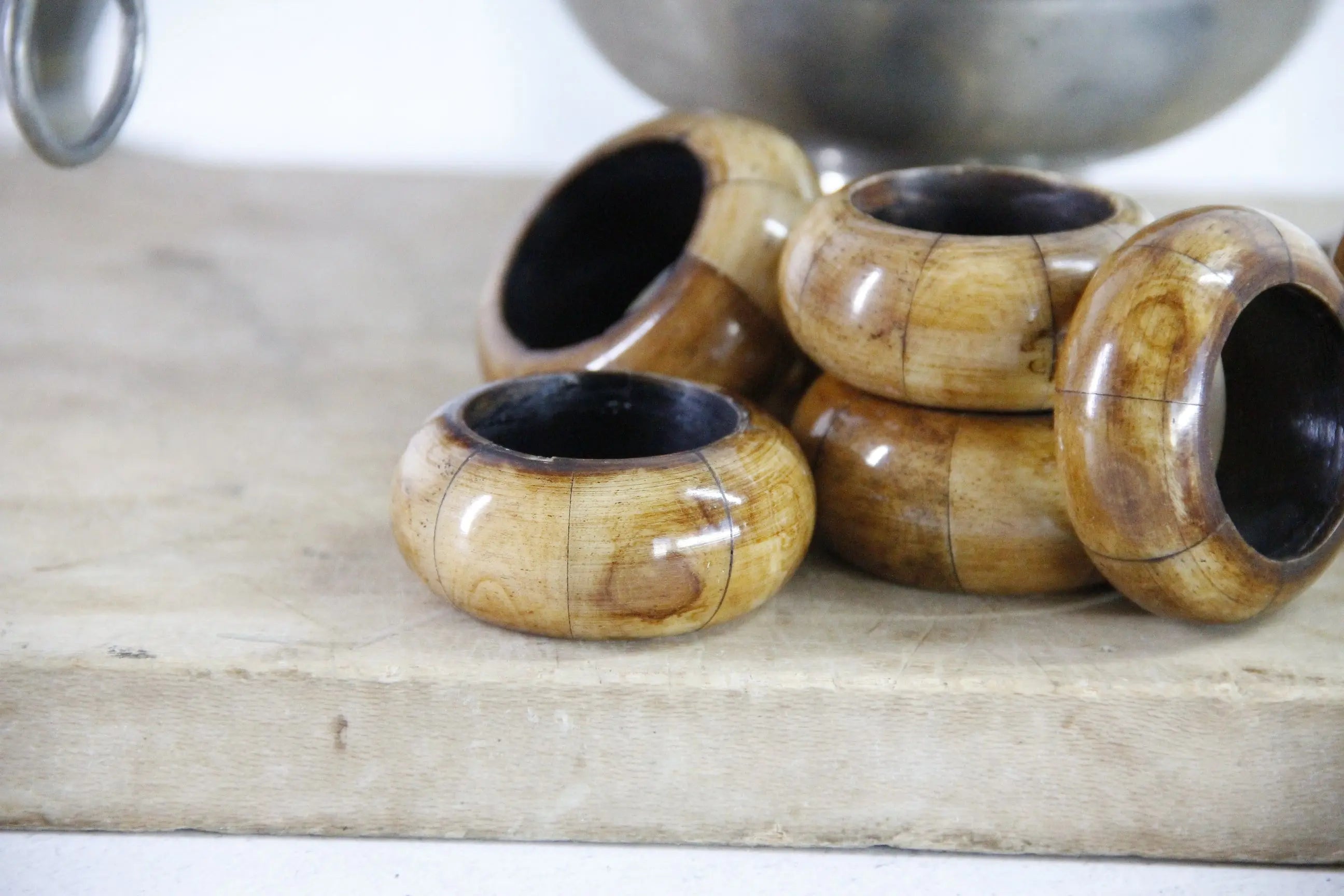 Bone Napkin Rings | Vintage Carved Midcentury Set Of 8  Debra Hall Lifestyle