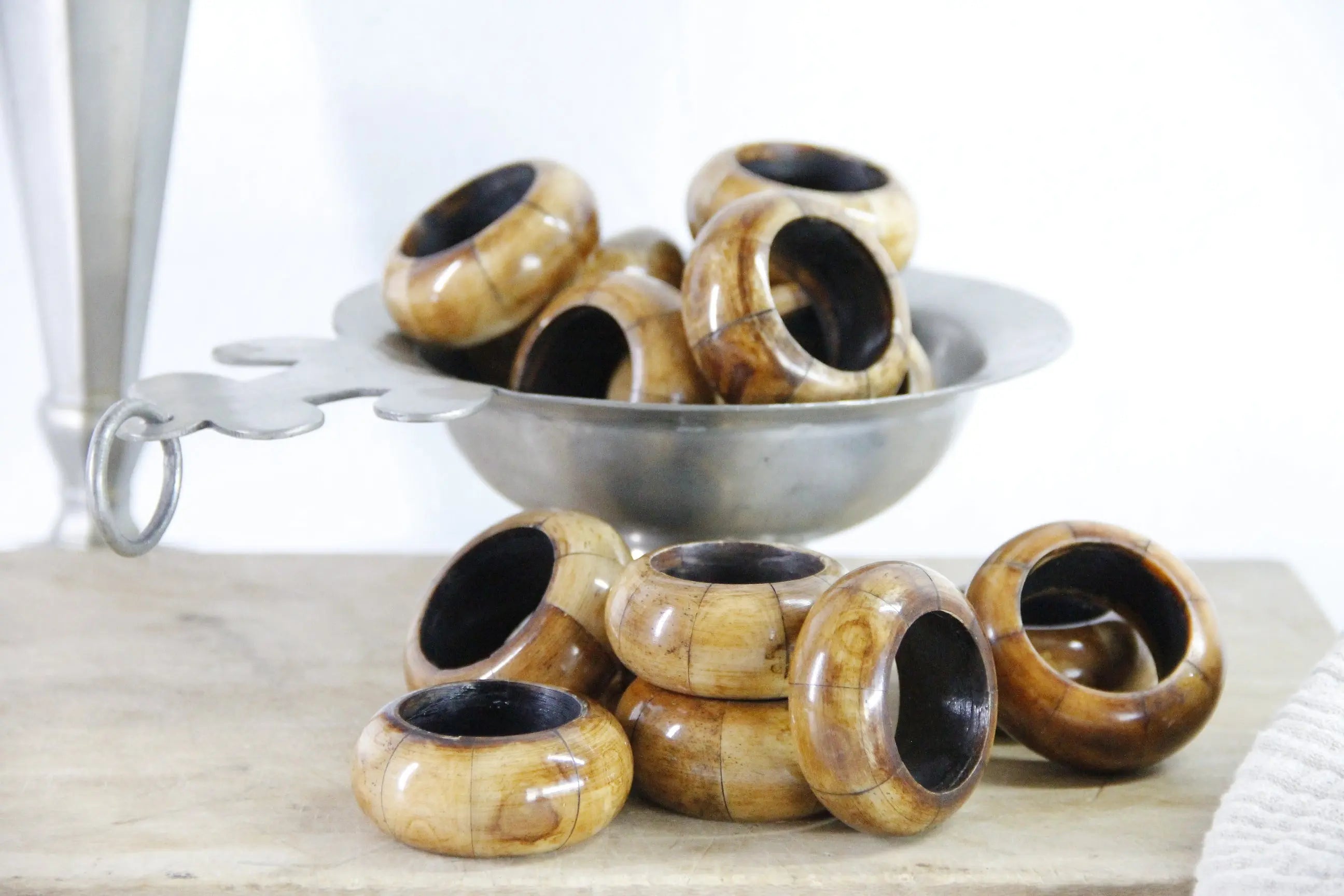 Bone Napkin Rings | Vintage Carved Midcentury Set Of 8  Debra Hall Lifestyle