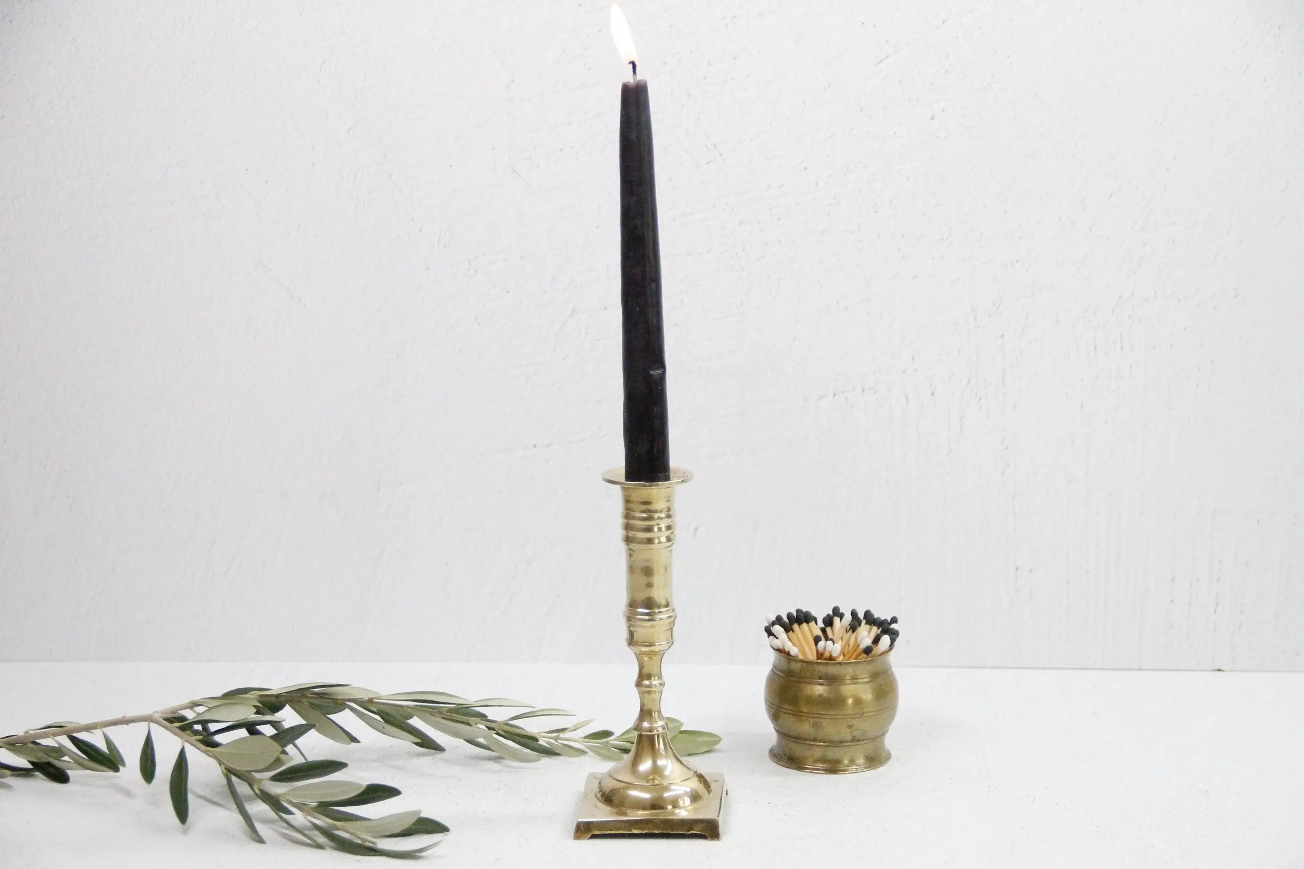 Brass Candle Holder Antique | Taper Footed Candlestick  Debra Hall Lifestyle