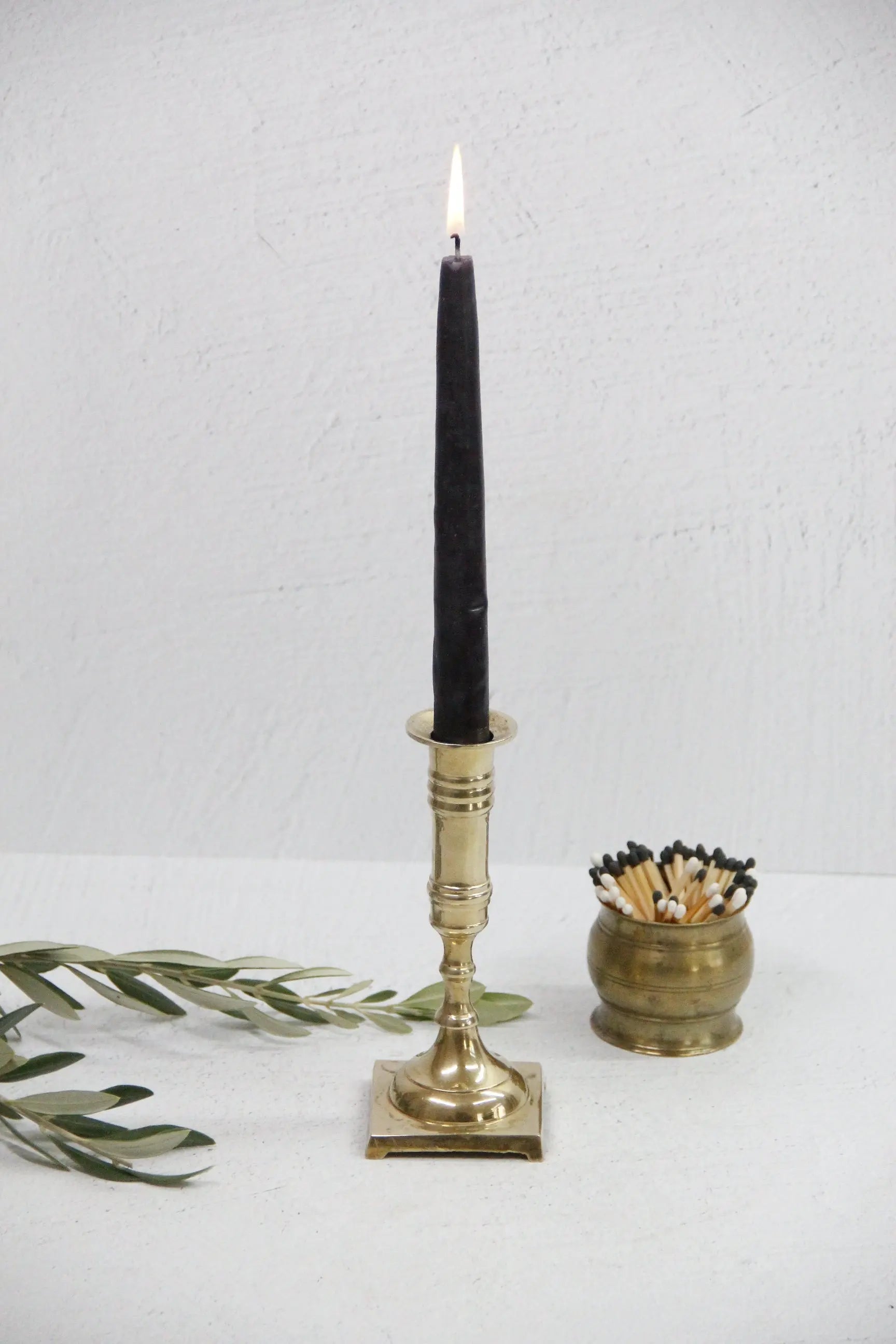 Brass Candle Holder Antique | Taper Footed Candlestick  Debra Hall Lifestyle
