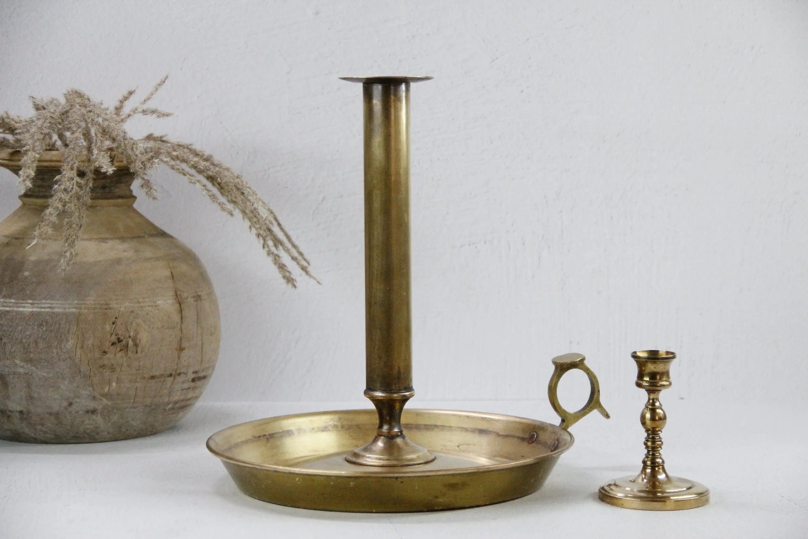 Brass Candle Holder Vintage-Oversize Chamber Candlestick  Debra Hall Lifestyle