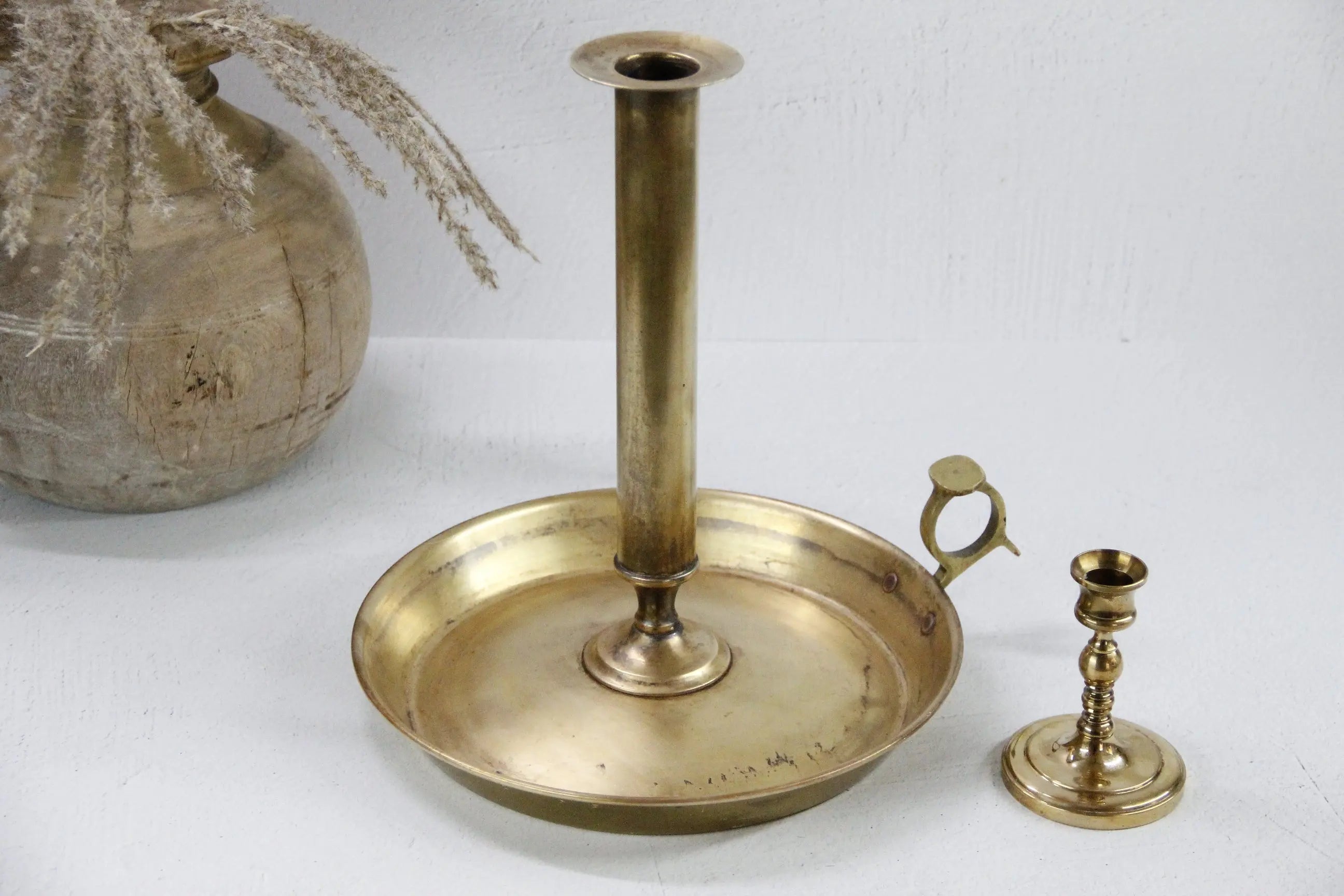 Brass Candle Holder Vintage-Oversize Chamber Candlestick  Debra Hall Lifestyle
