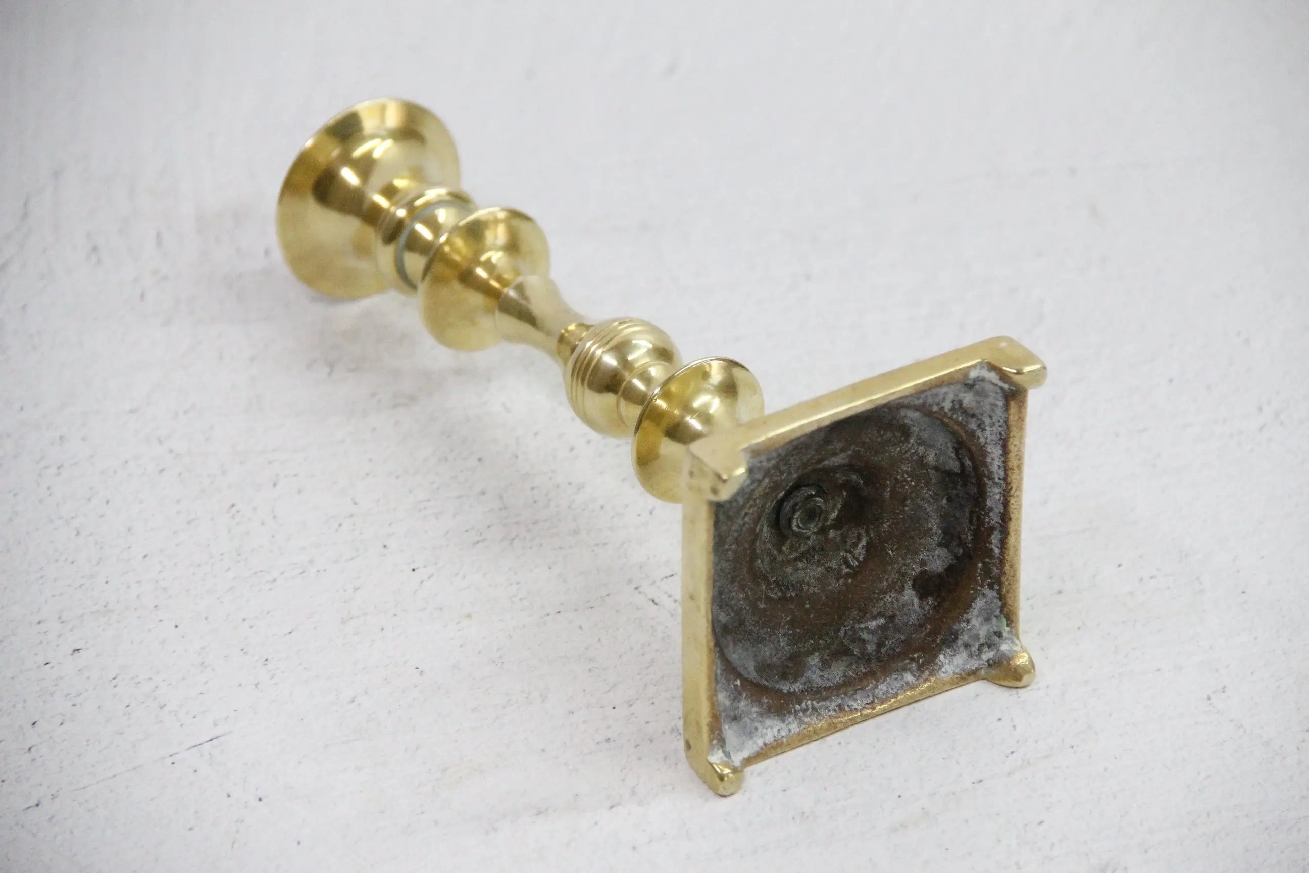 Brass Candle Holder | Antique Footed Taper Candlestick  Debra Hall Lifestyle