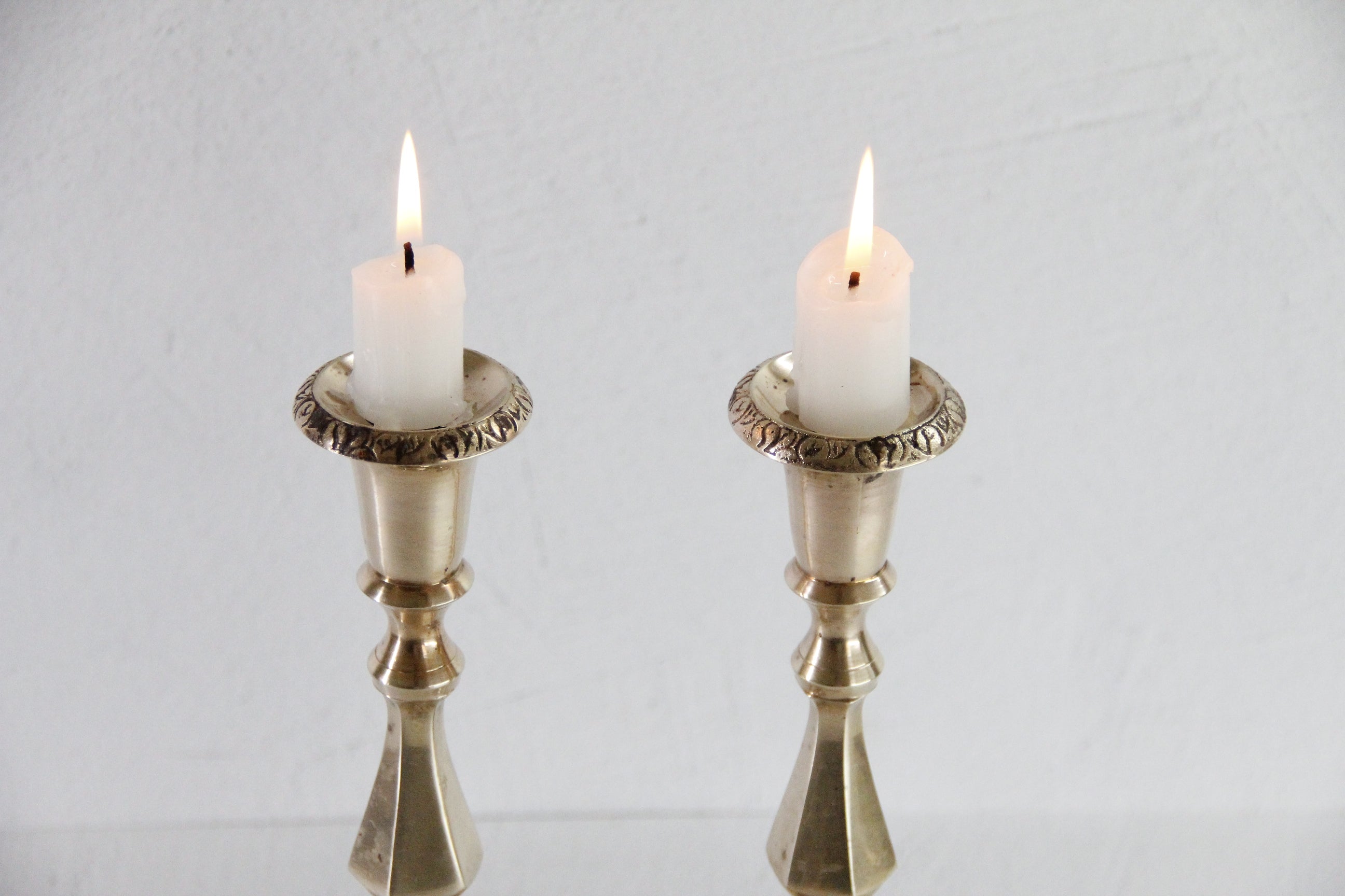 Vintage Solid Brass Candle Holder | French Style Set of 2