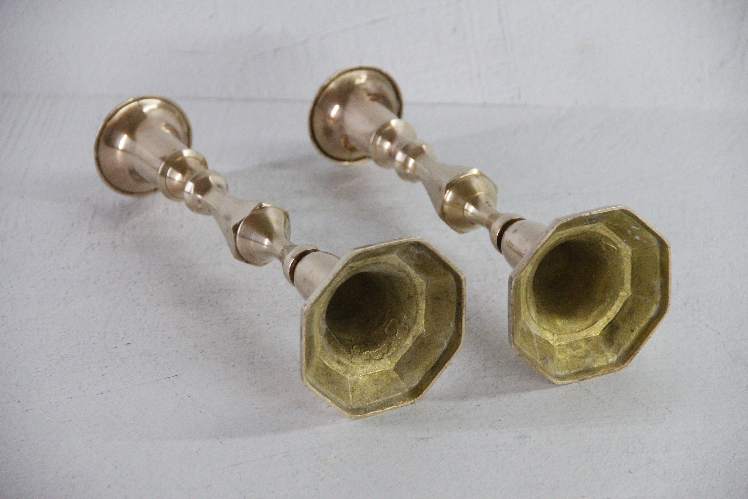 Vintage Solid Brass Candle Holder | French Style Set of 2