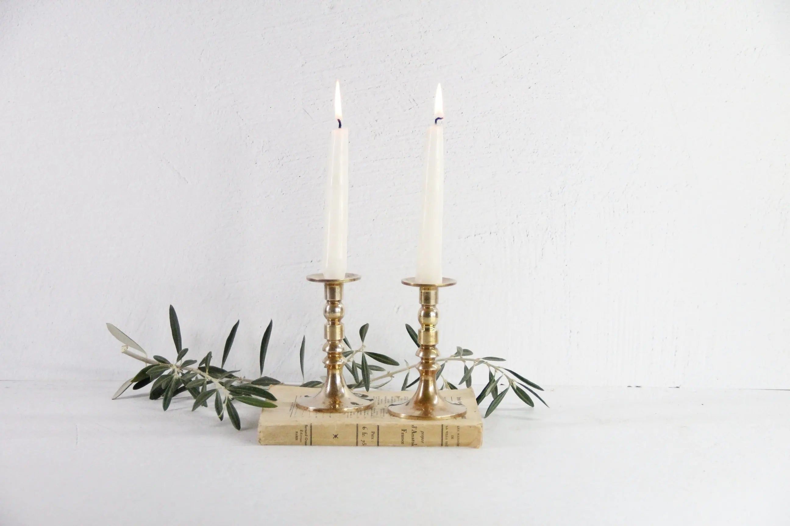 Brass Pricket Candlesticks | Antique Solid Brass Pair  Debra Hall Lifestyle