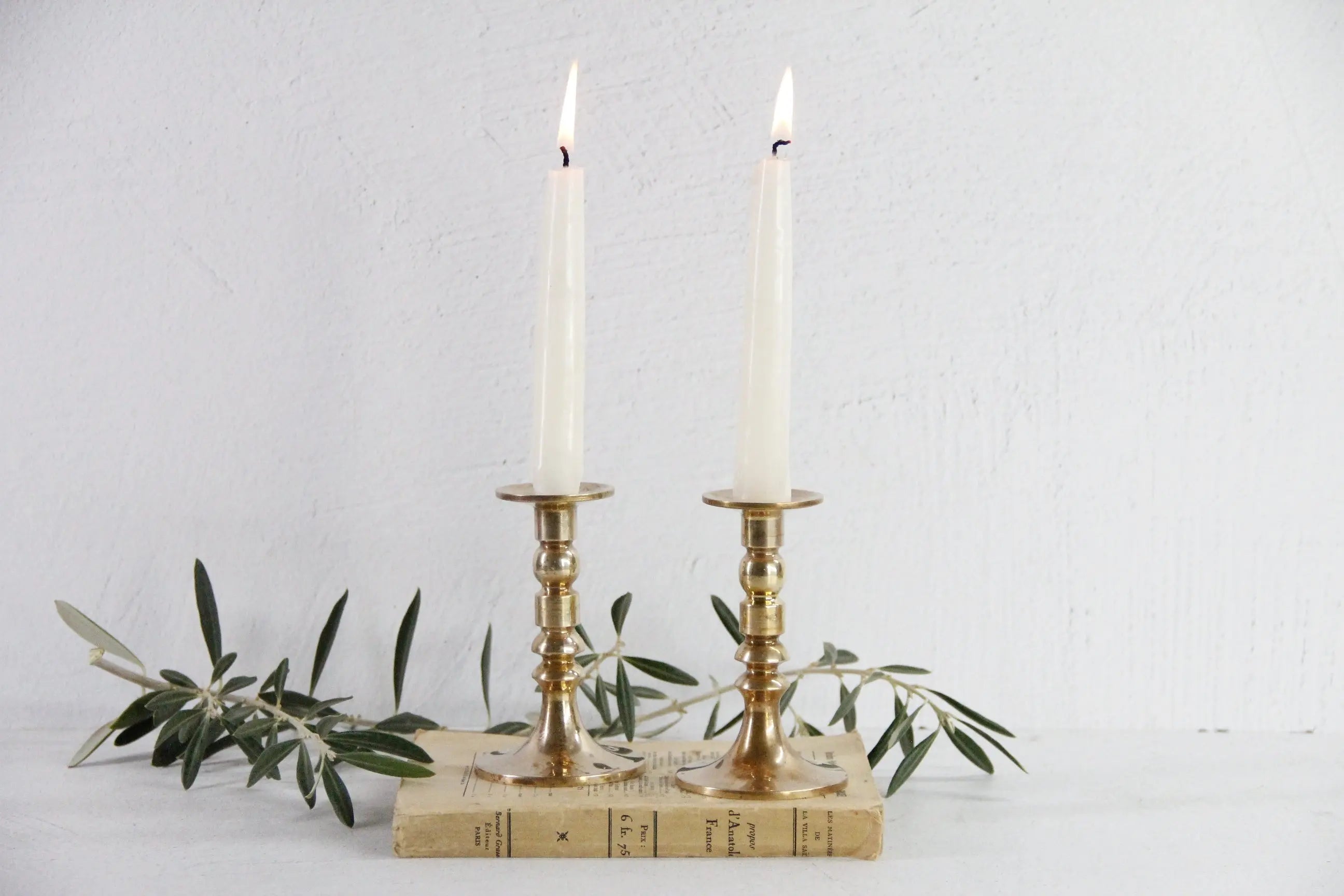 Brass Pricket Candlesticks | Antique Solid Brass Pair  Debra Hall Lifestyle