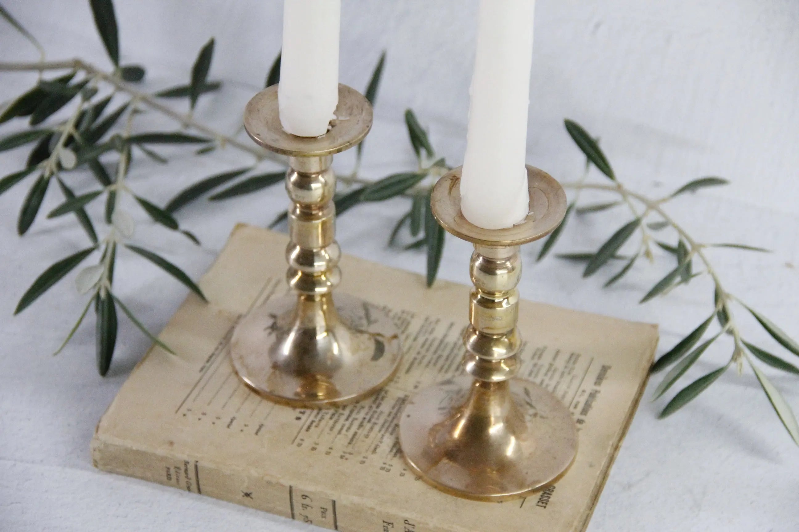 Brass Pricket Candlesticks | Antique Solid Brass Pair  Debra Hall Lifestyle