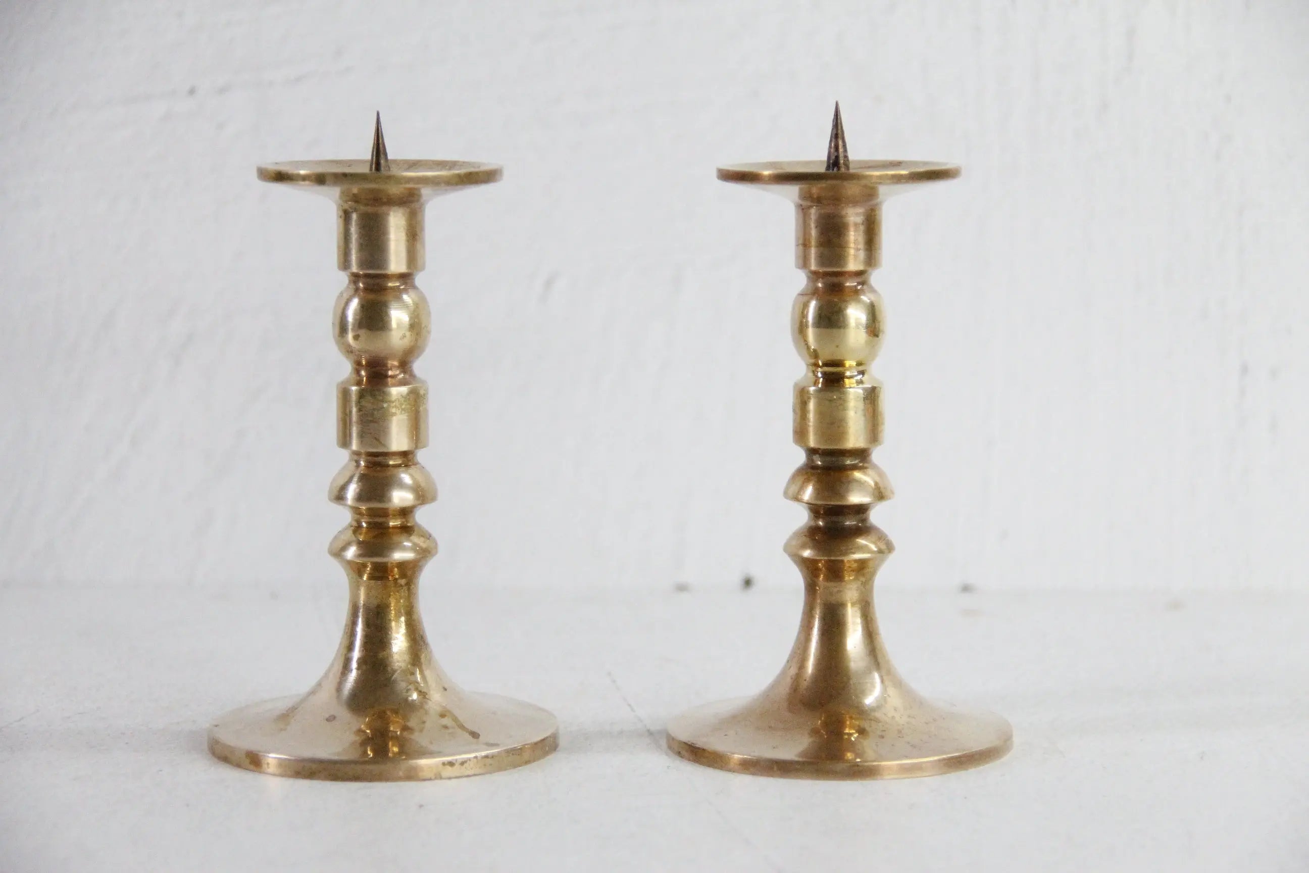 Brass Pricket Candlesticks | Antique Solid Brass Pair  Debra Hall Lifestyle