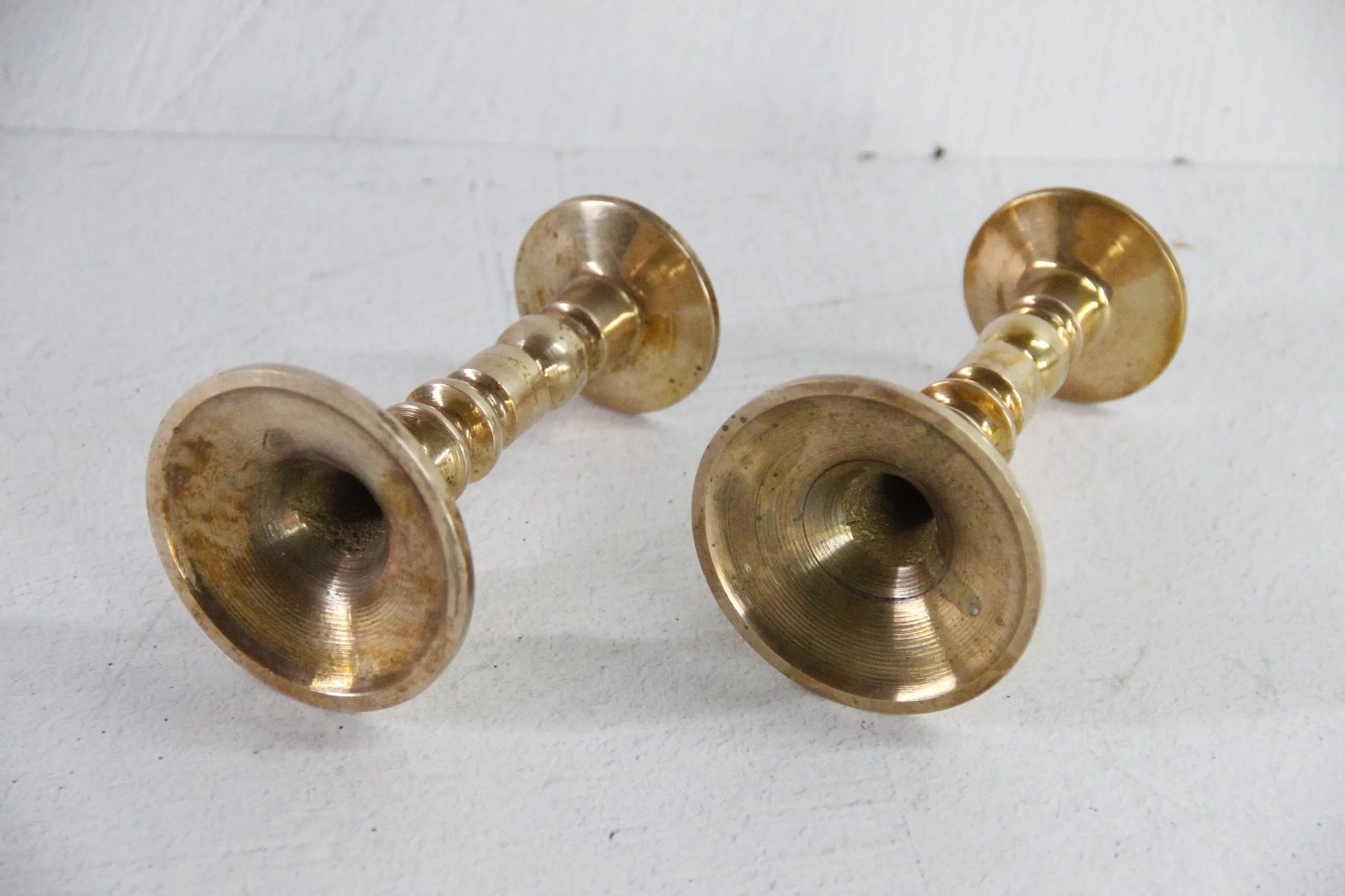 Brass Pricket Candlesticks | Antique Solid Brass Pair  Debra Hall Lifestyle