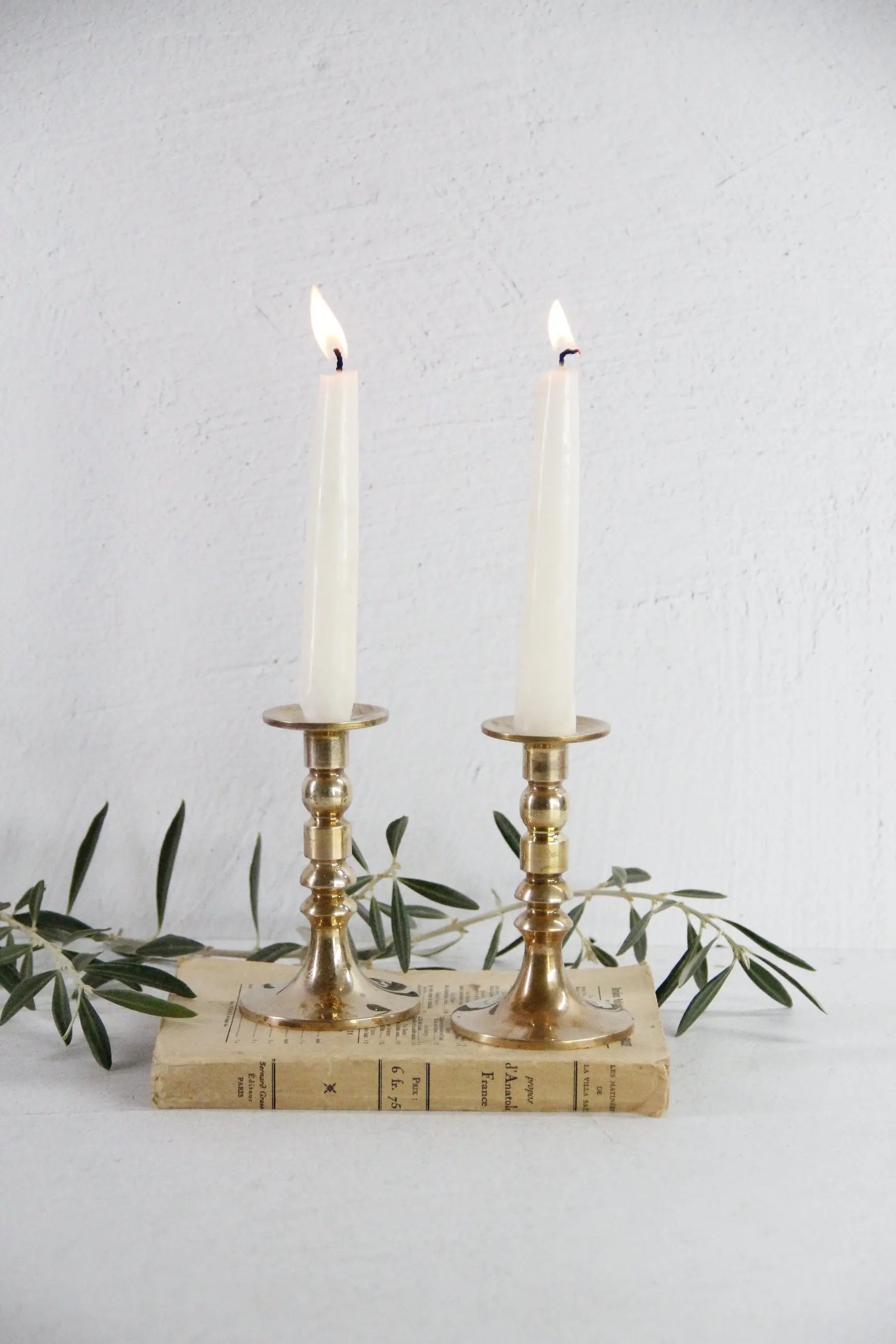 Brass Pricket Candlesticks | Antique Solid Brass Pair  Debra Hall Lifestyle