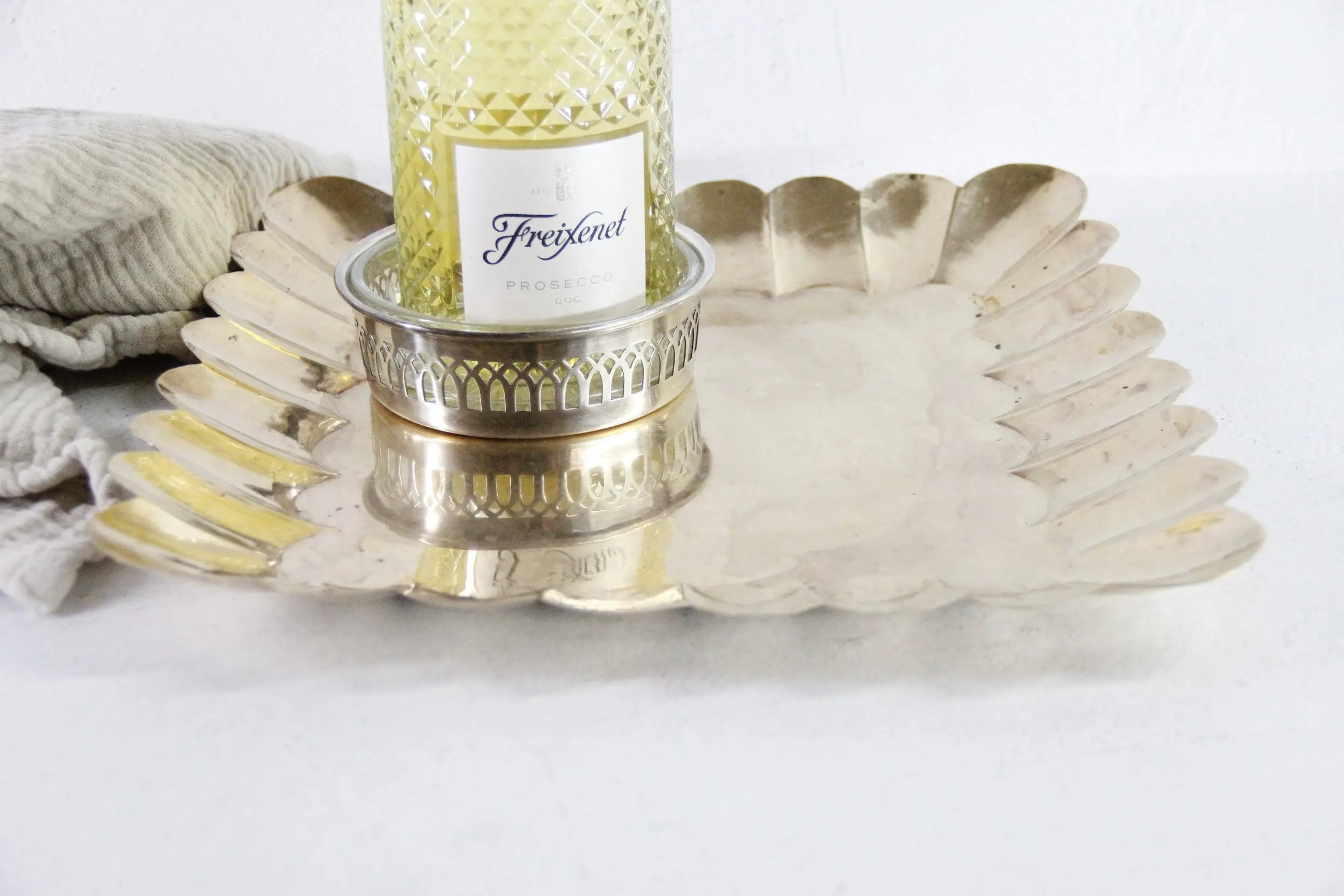 Brass Square Tray Vintage | Large Scalloped Serving  Debra Hall Lifestyle