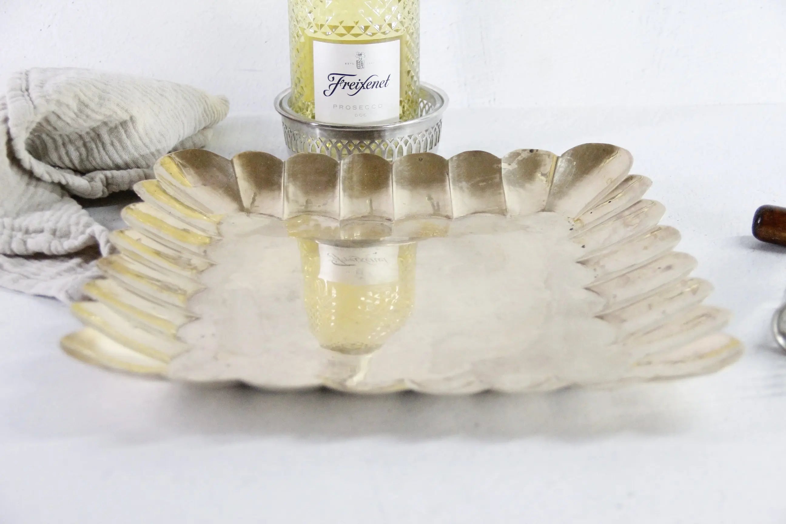 Brass Square Tray Vintage | Large Scalloped Serving  Debra Hall Lifestyle