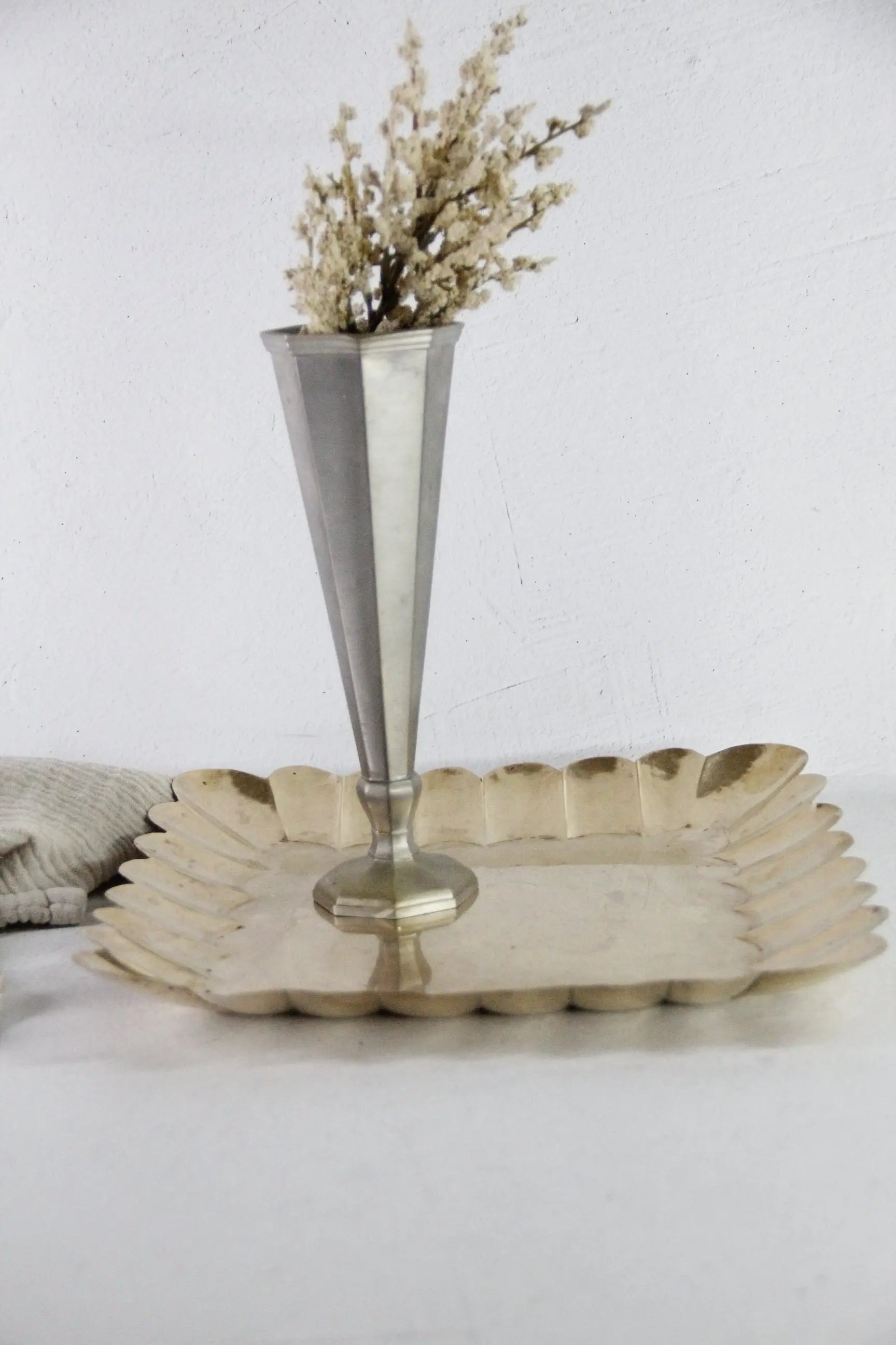 Brass Square Tray Vintage | Large Scalloped Serving  Debra Hall Lifestyle