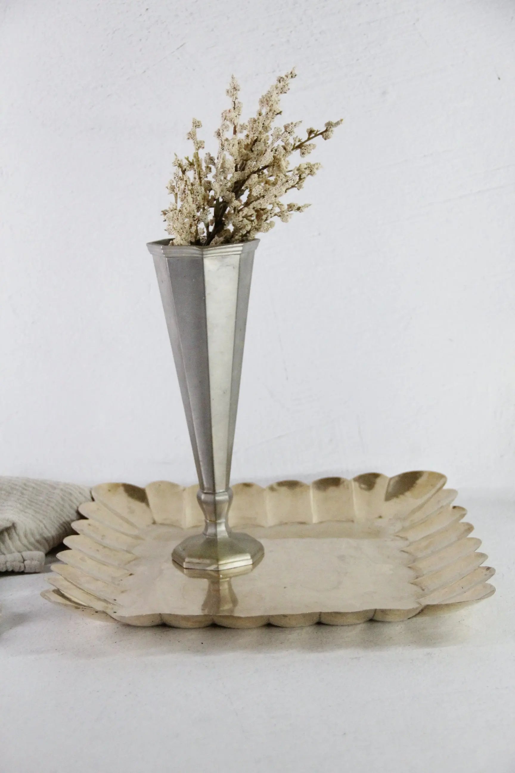 Brass Square Tray Vintage | Large Scalloped Serving  Debra Hall Lifestyle