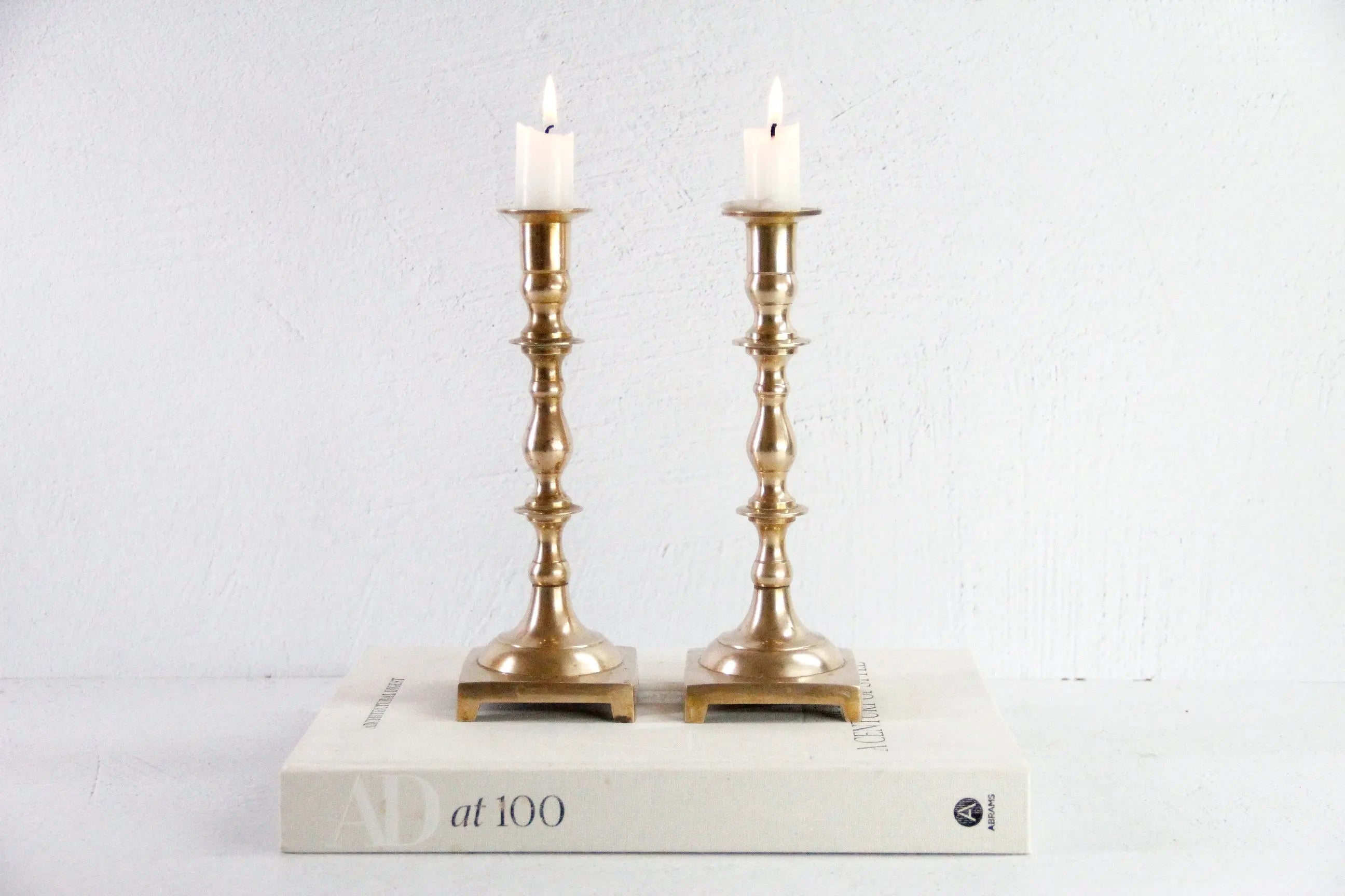 Brass Taper Candlesticks | Antique Solid Pair England  Debra Hall Lifestyle