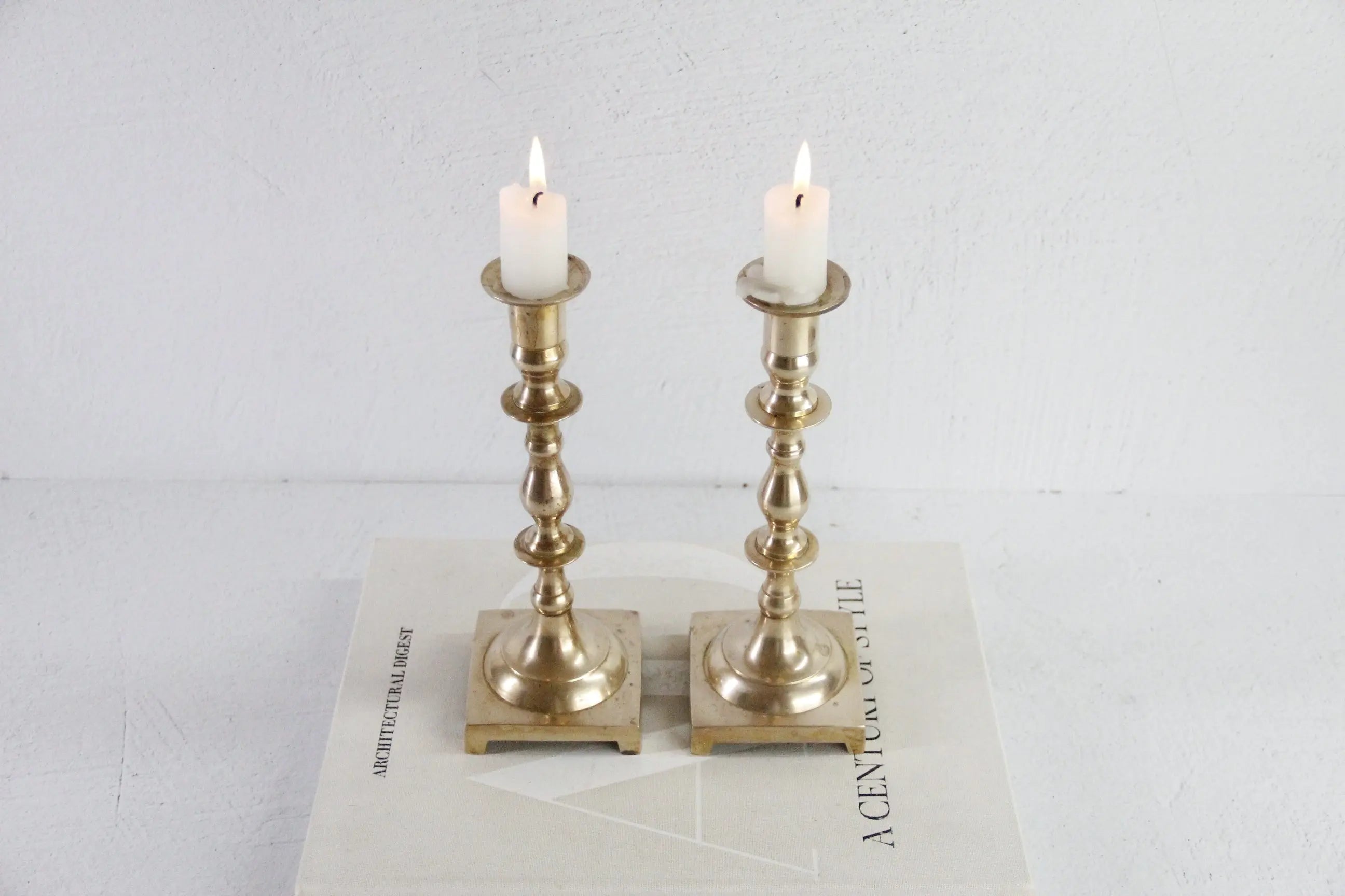 Brass Taper Candlesticks | Antique Solid Pair England  Debra Hall Lifestyle
