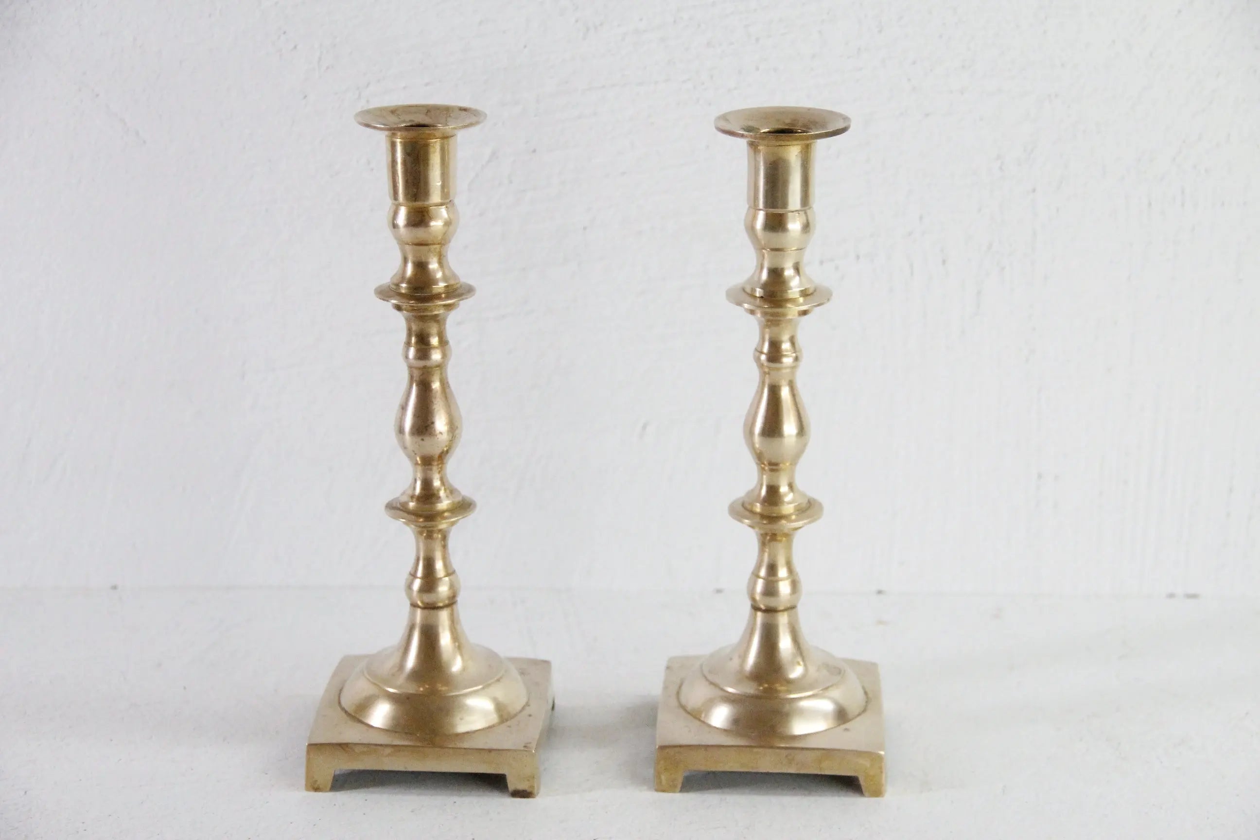 Brass Taper Candlesticks | Antique Solid Pair England  Debra Hall Lifestyle
