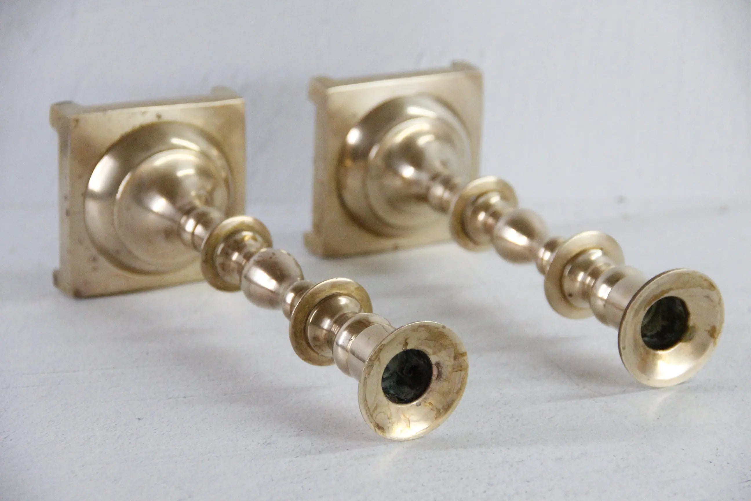 Brass Taper Candlesticks | Antique Solid Pair England  Debra Hall Lifestyle
