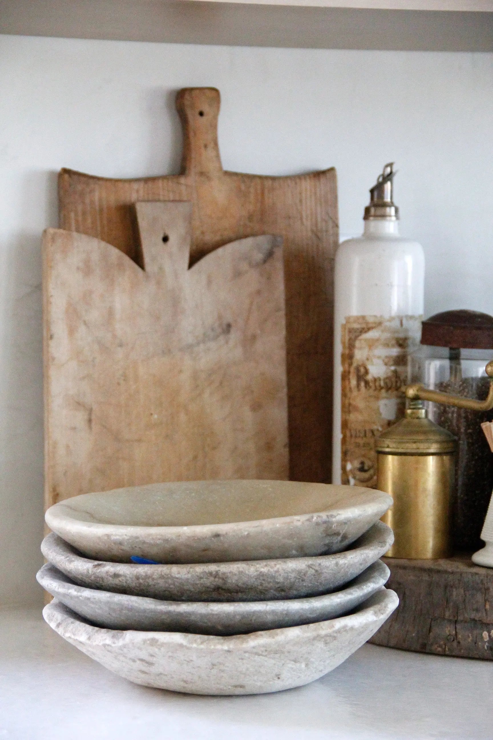 Carved Stone Bowl | Vintage Limestone One-Of-A-Kind  Debra Hall Lifestyle