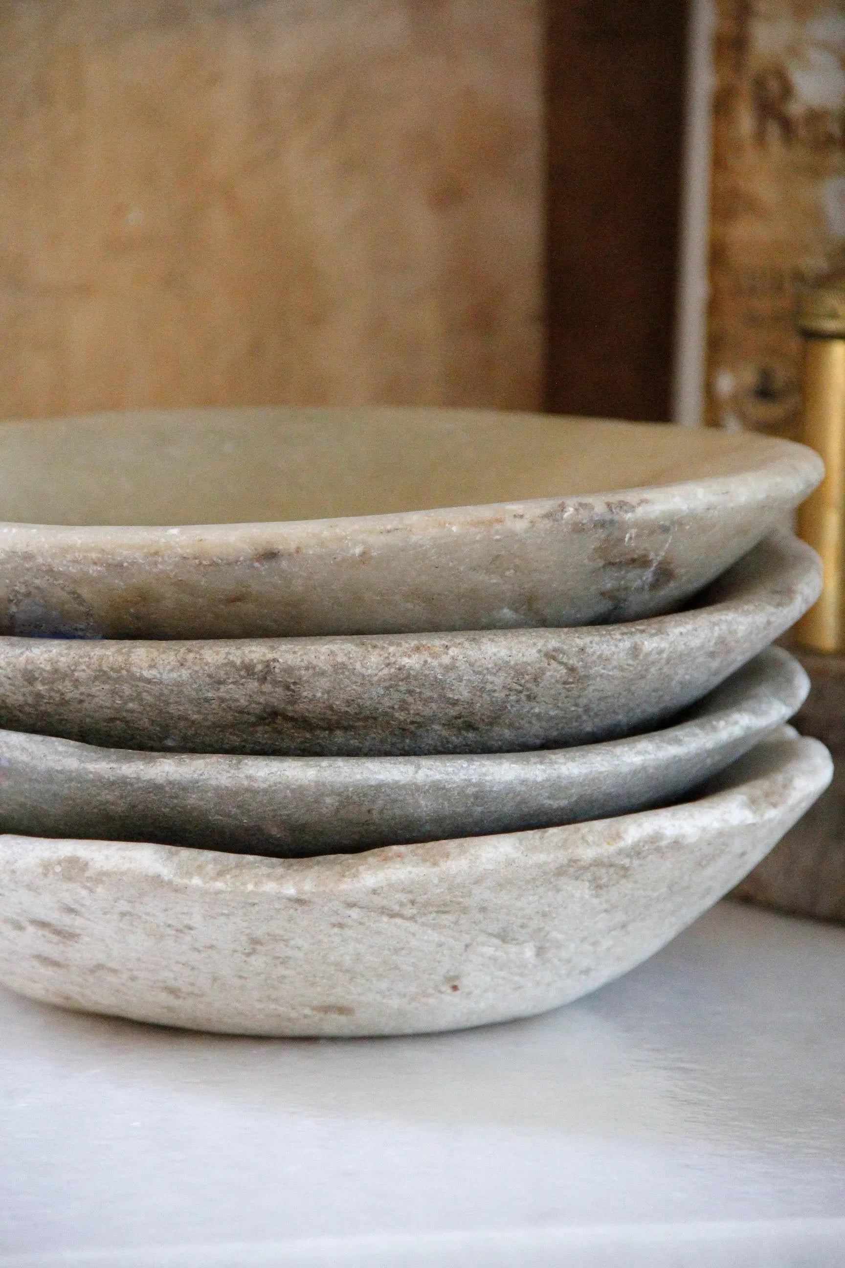 Carved Stone Bowl | Vintage Limestone One-Of-A-Kind  Debra Hall Lifestyle