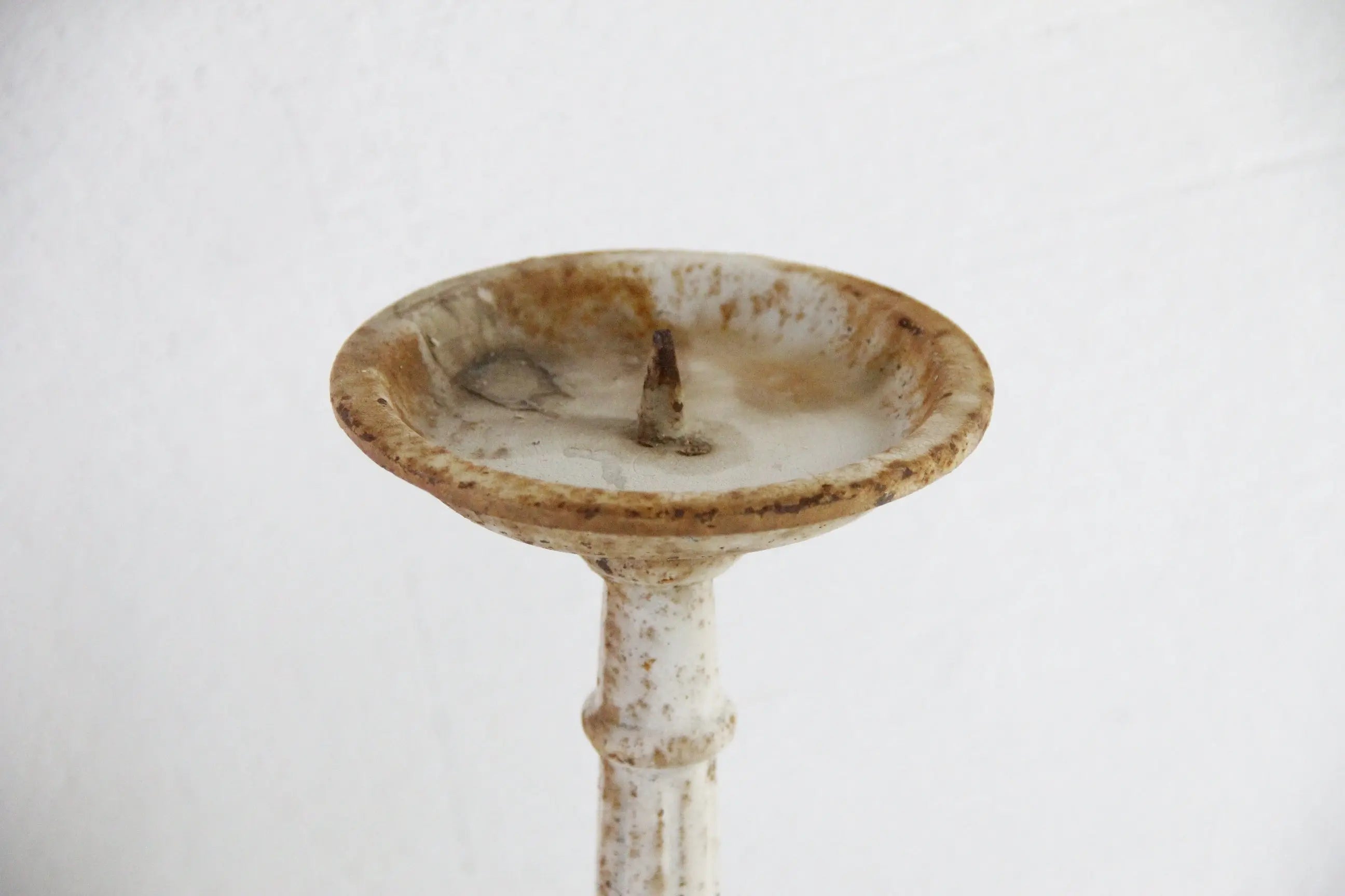 Cast Iron Candle Holder Vintage | Distressed White  Debra Hall Lifestyle