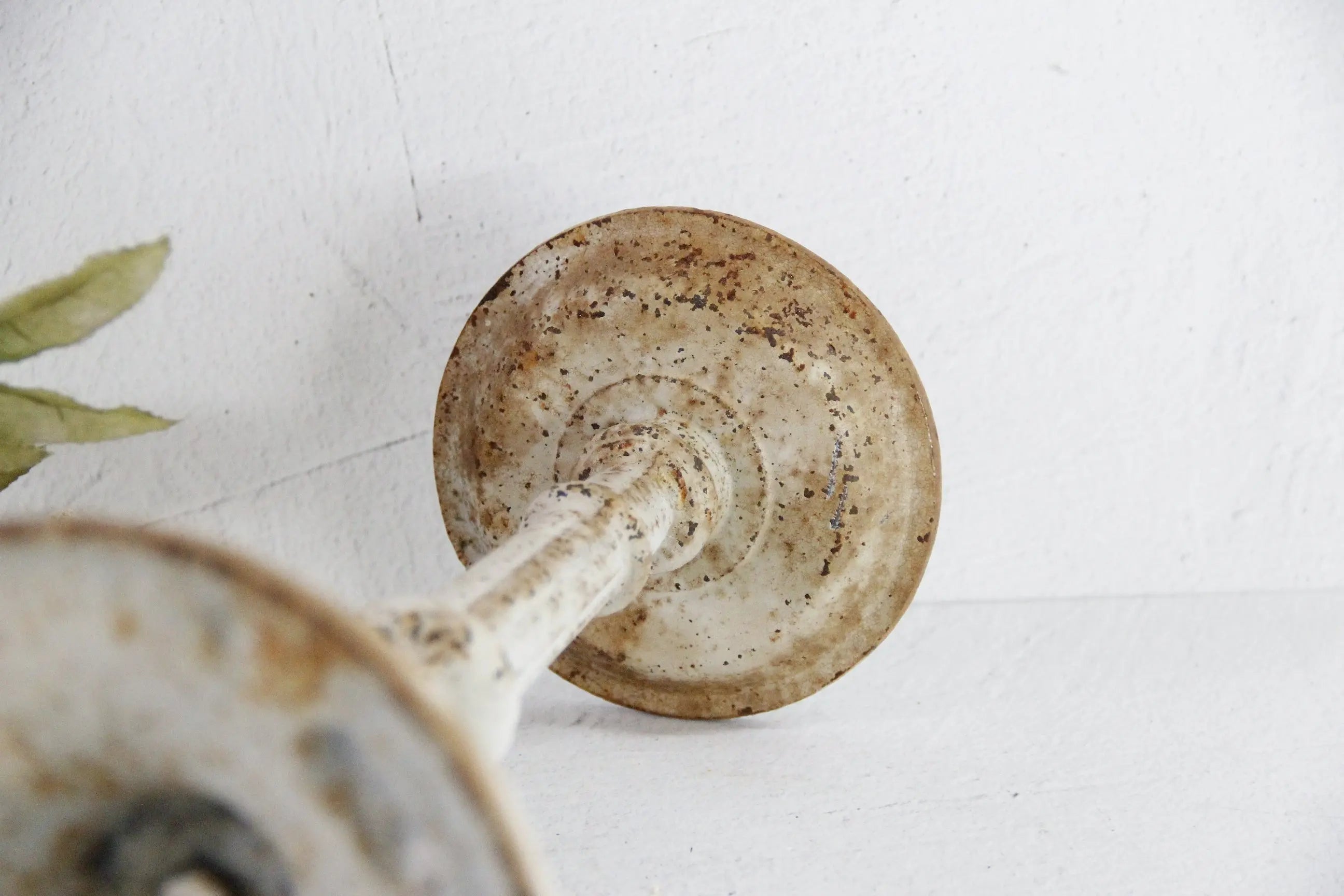 Cast Iron Candle Holder Vintage | Distressed White  Debra Hall Lifestyle