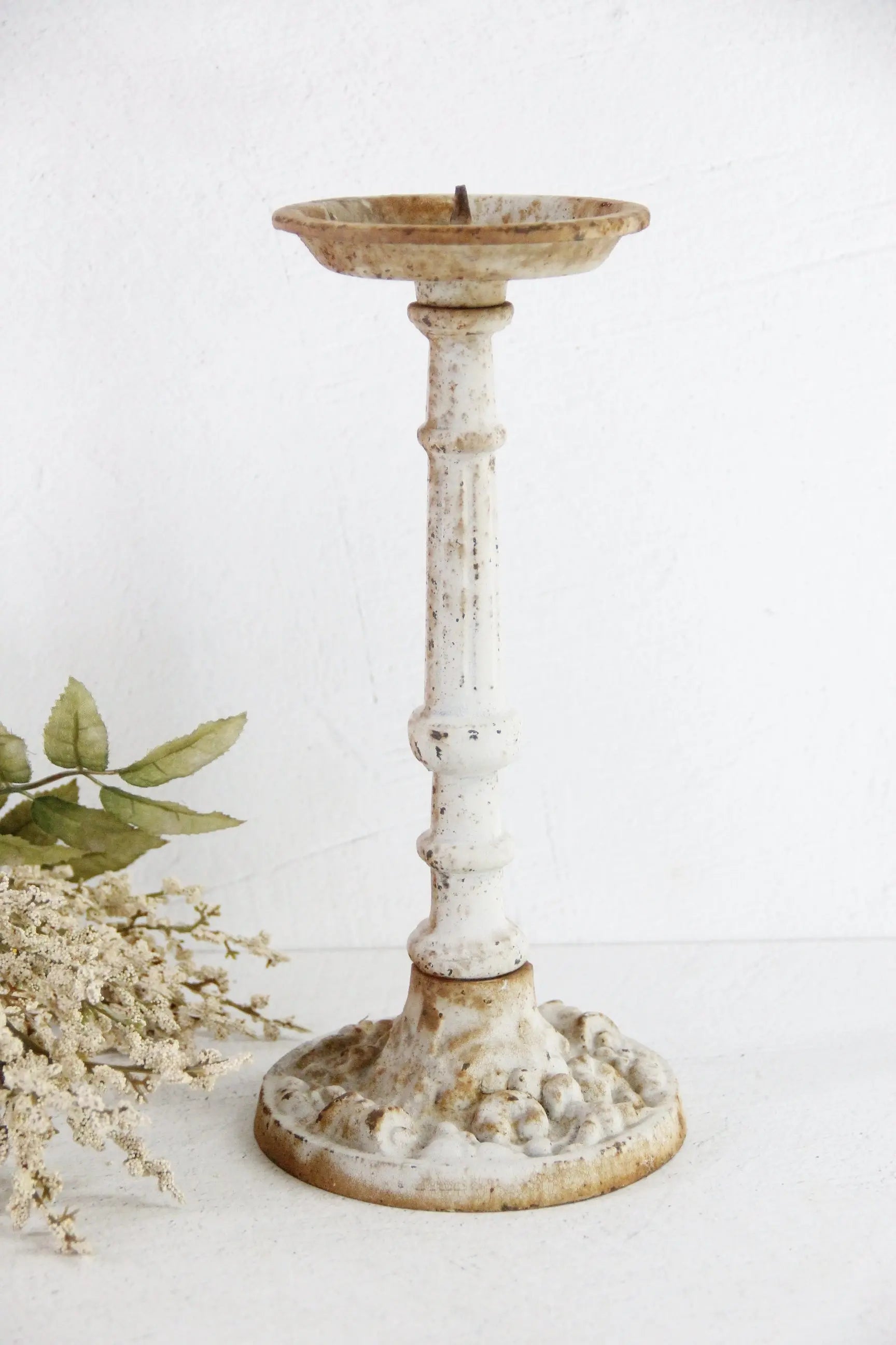 Cast Iron Candle Holder Vintage | Distressed White  Debra Hall Lifestyle
