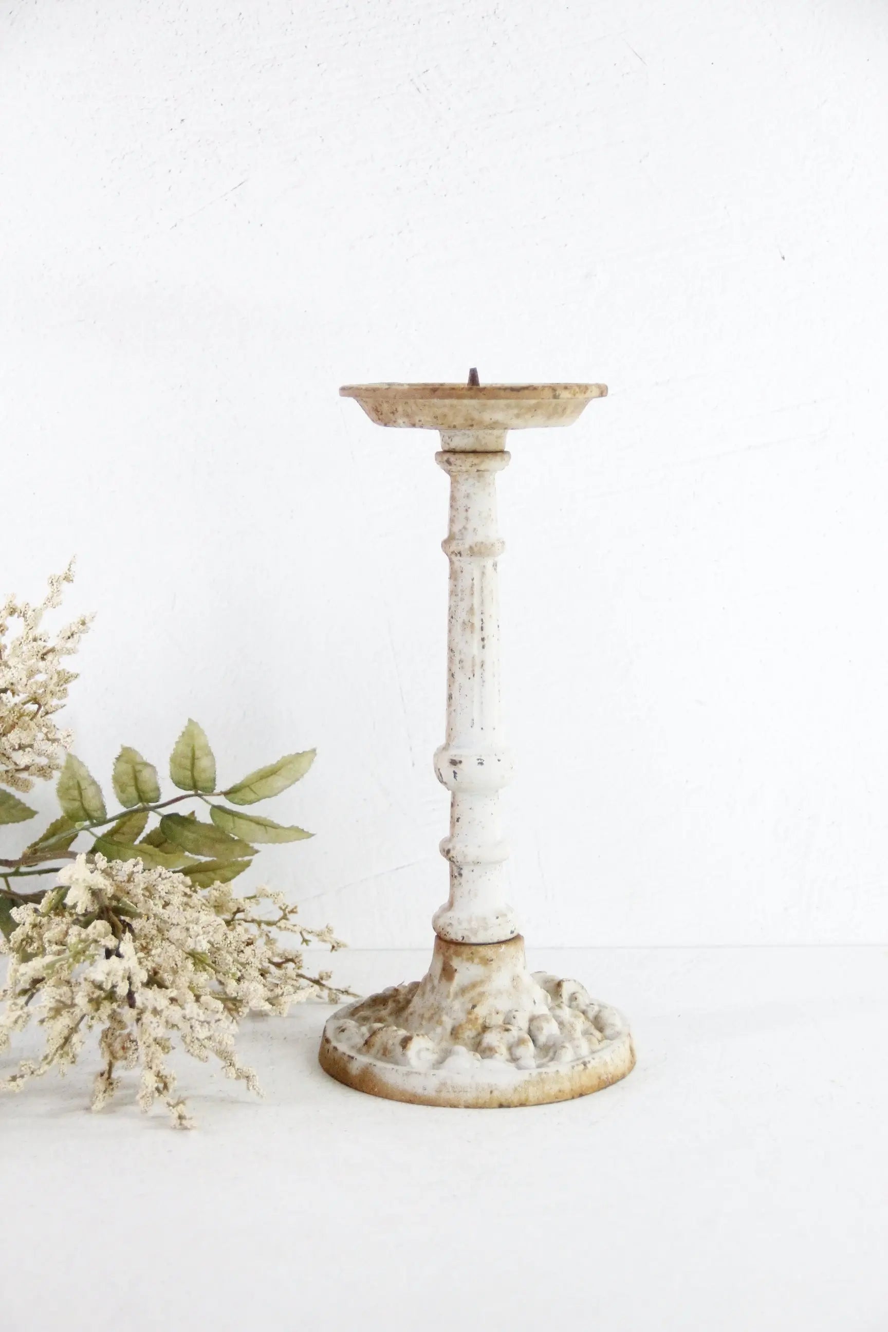Cast Iron Candle Holder Vintage | Distressed White  Debra Hall Lifestyle