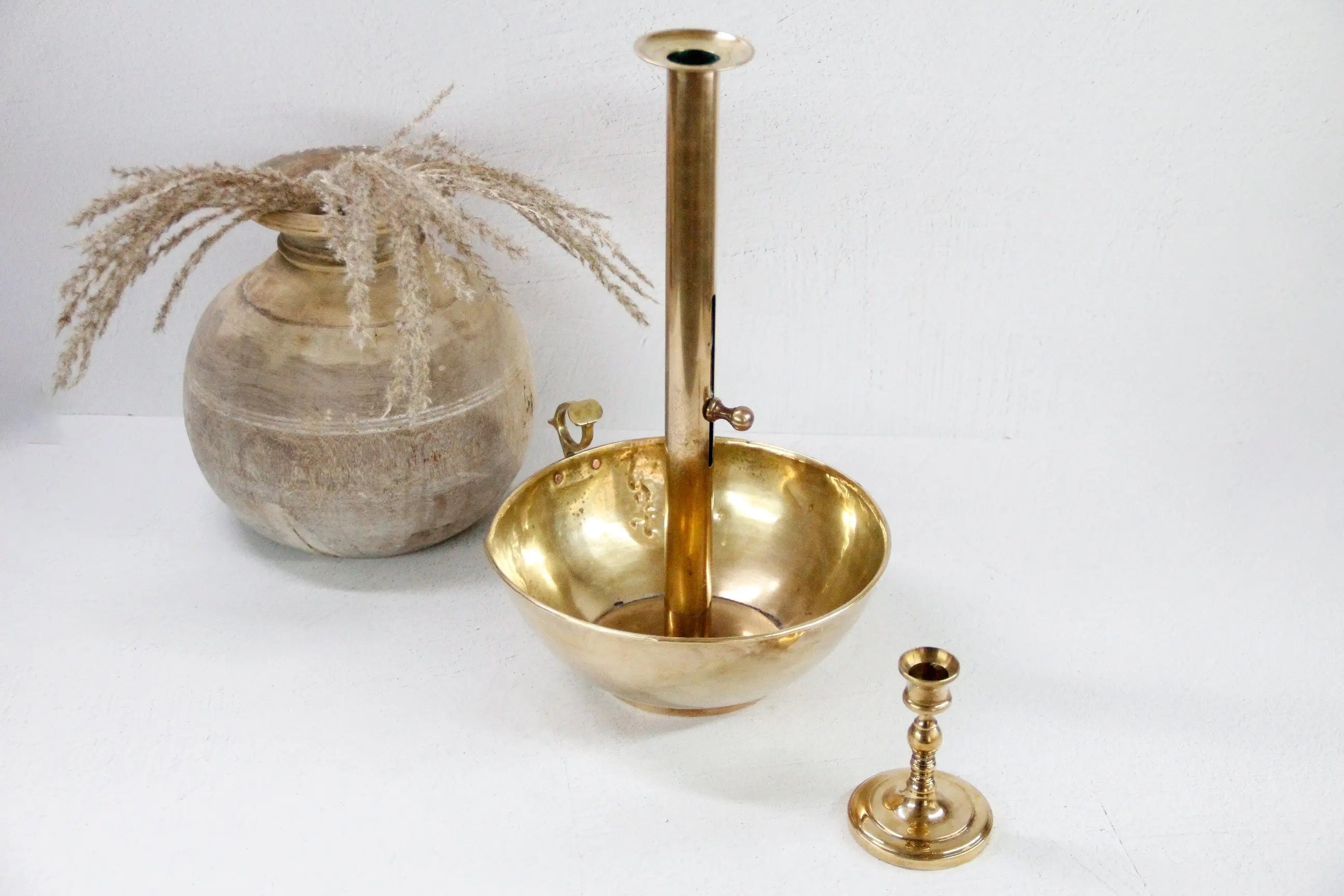 Chamber Candle Holder-Oversize Antique Brass Candlestick  Debra Hall Lifestyle