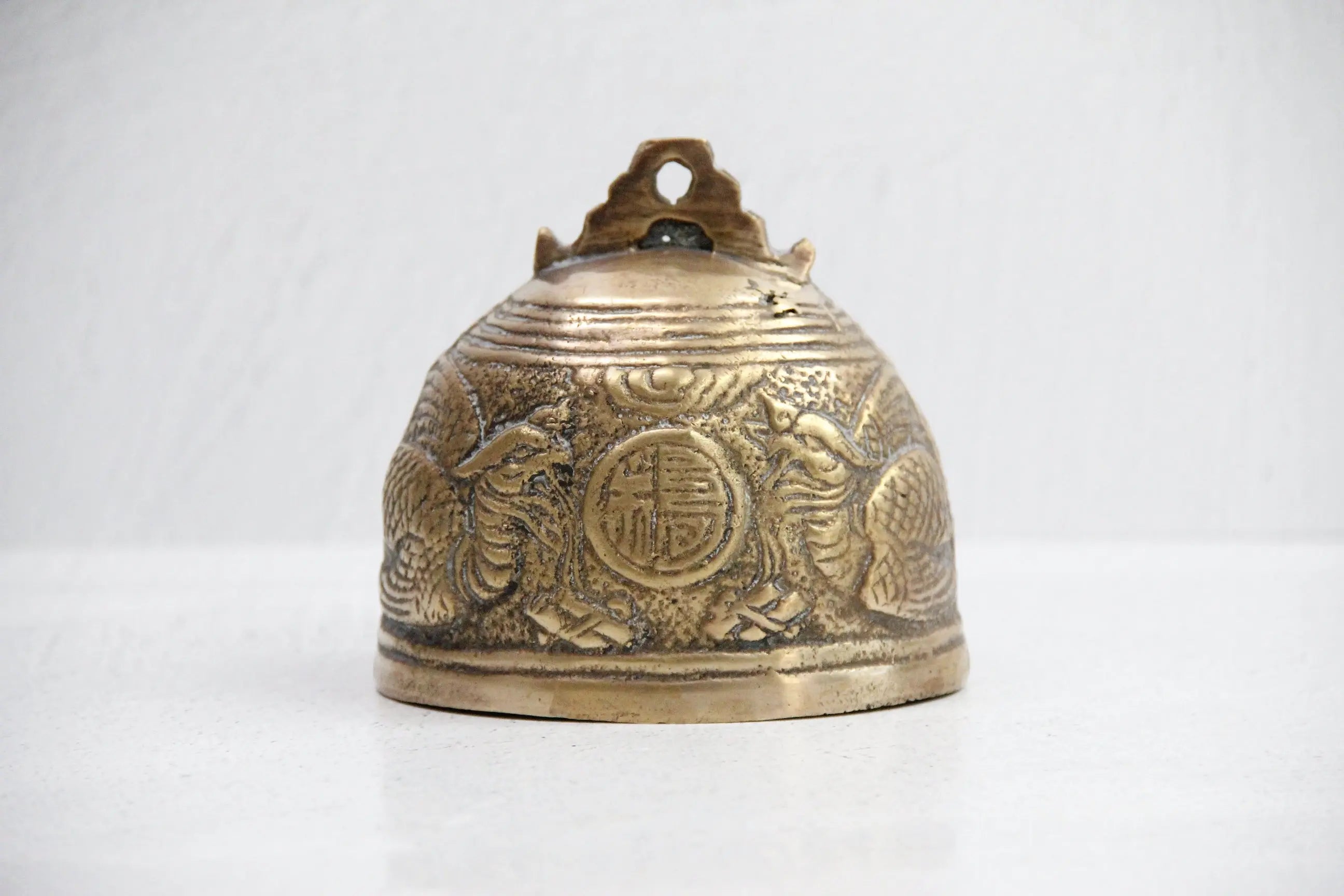 Chinese Bronze Bell-Qing Brass Temple Bell Phoenix Bird  Debra Hall Lifestyle