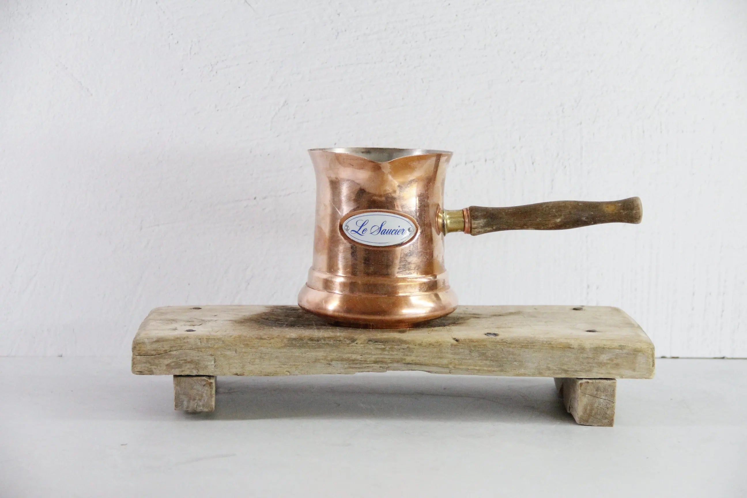 Copper Milk Pan | Vintage Le Saucier Warmer-Wood  Debra Hall Lifestyle
