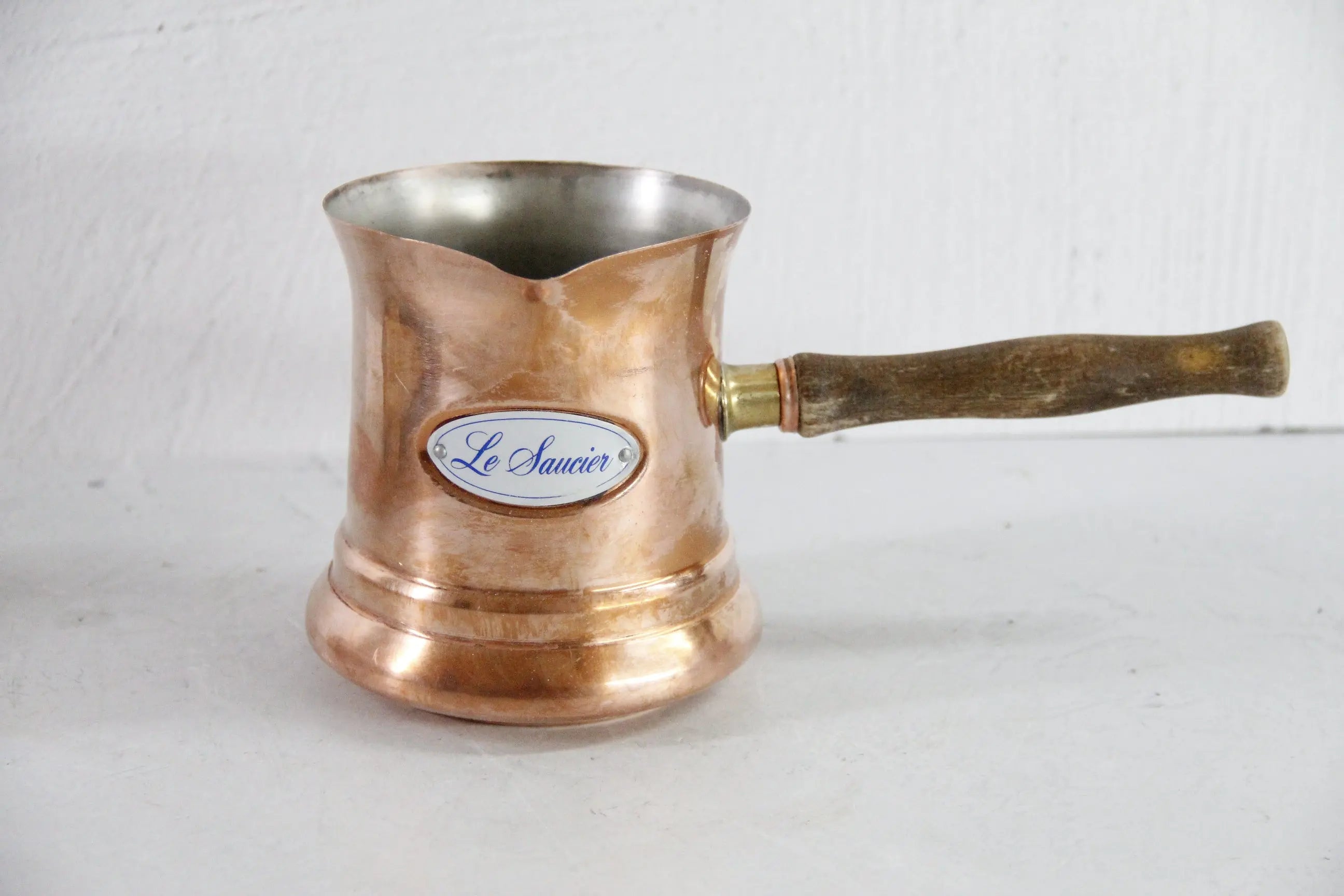 Copper Milk Pan | Vintage Le Saucier Warmer-Wood  Debra Hall Lifestyle
