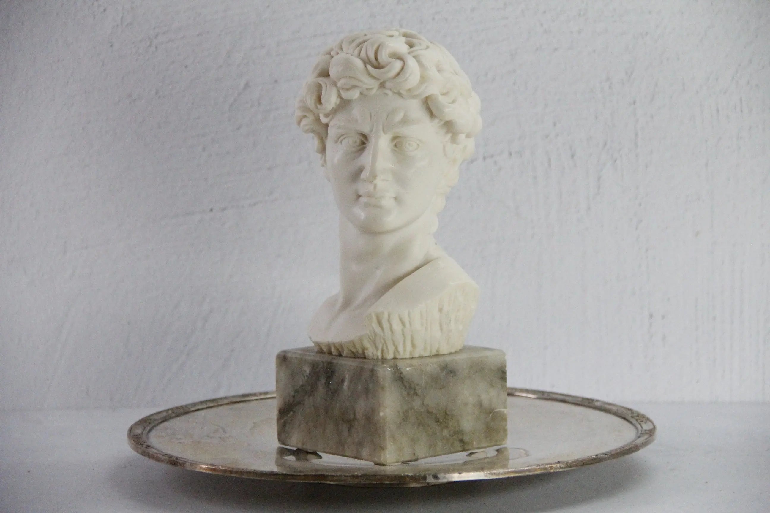 David Bust Sculpture Vintage | Italian Marble Base Signed  Debra Hall Lifestyle