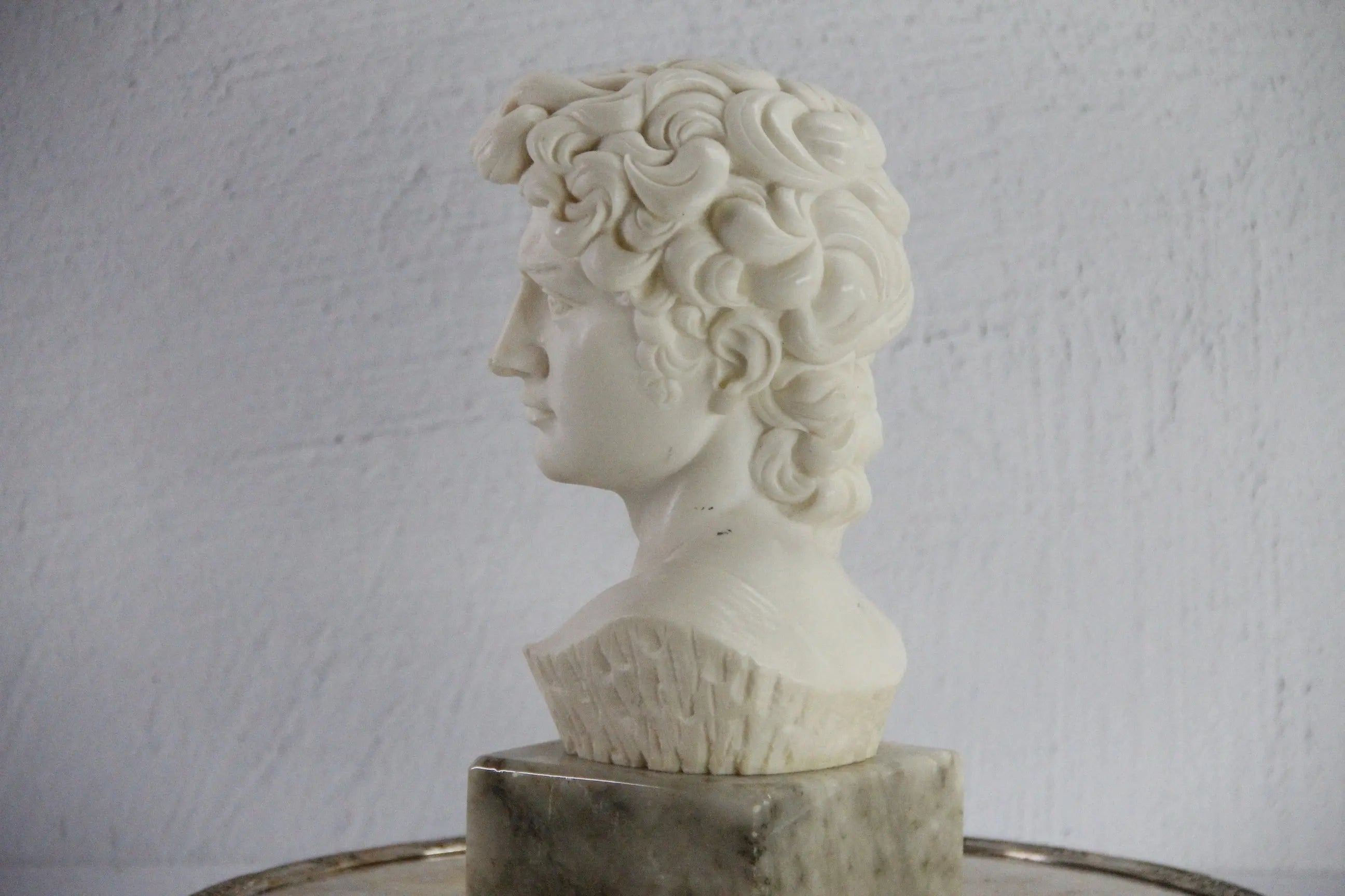 David Bust Sculpture Vintage | Italian Marble Base Signed  Debra Hall Lifestyle