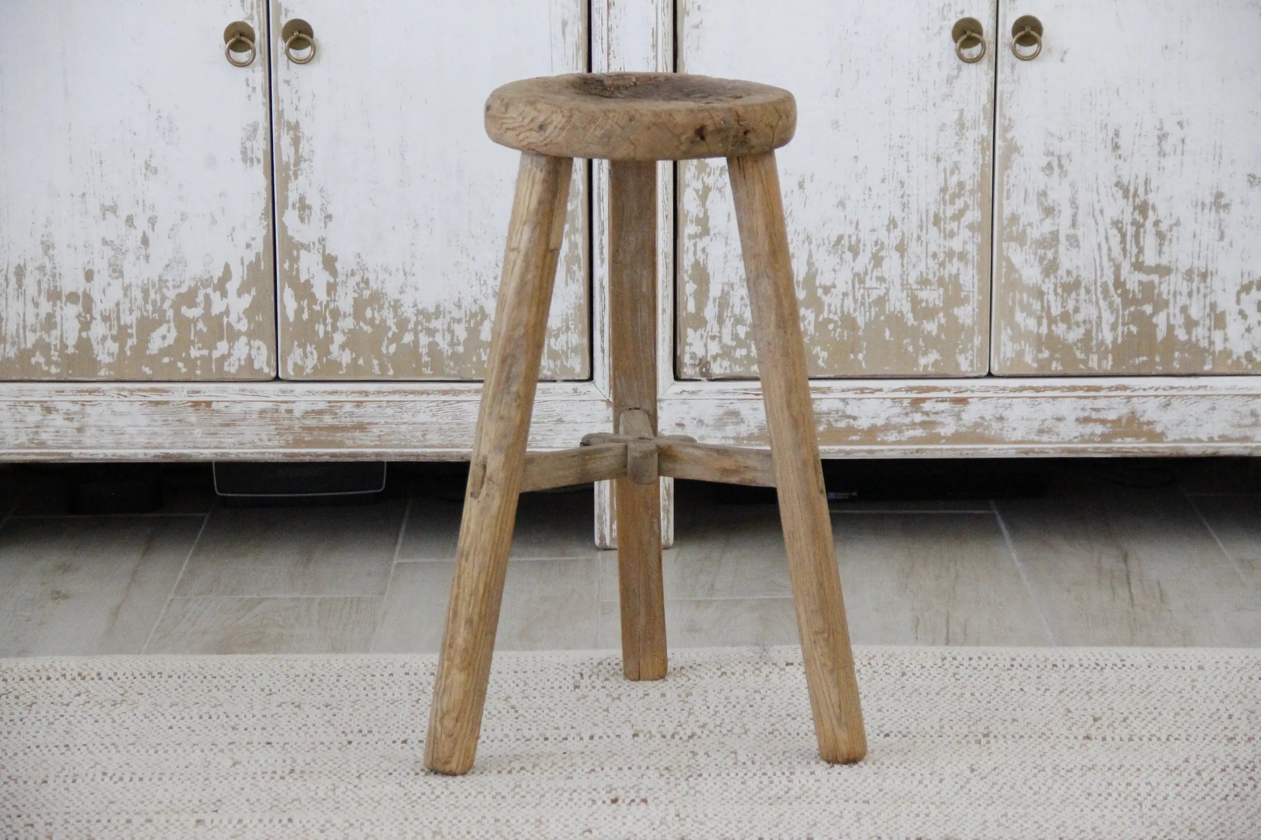 Elm Stool | Round Vintage Wooden Stool-Side Table  Debra Hall Lifestyle