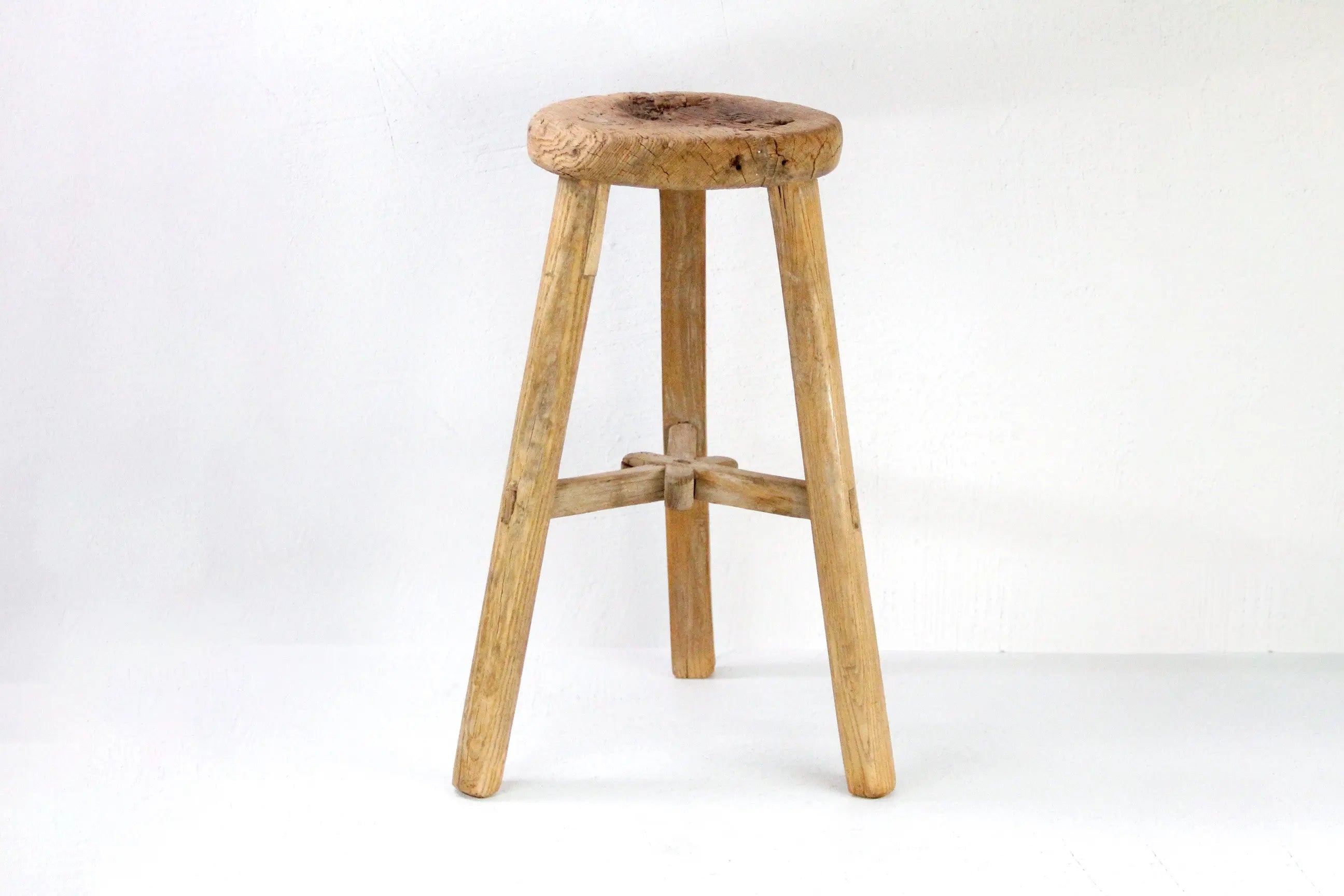 Elm Stool | Round Vintage Wooden Stool-Side Table  Debra Hall Lifestyle