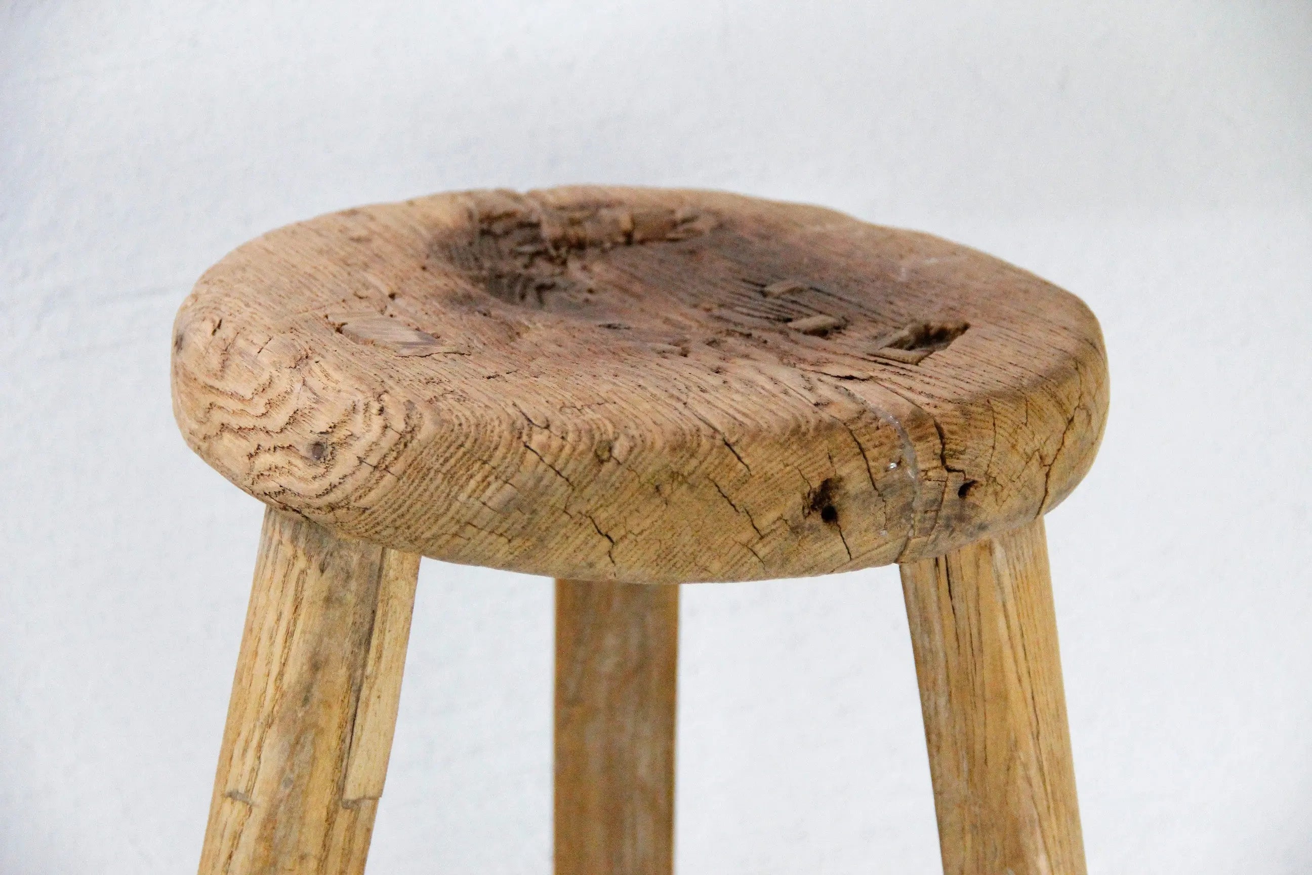 Elm Stool | Round Vintage Wooden Stool-Side Table  Debra Hall Lifestyle