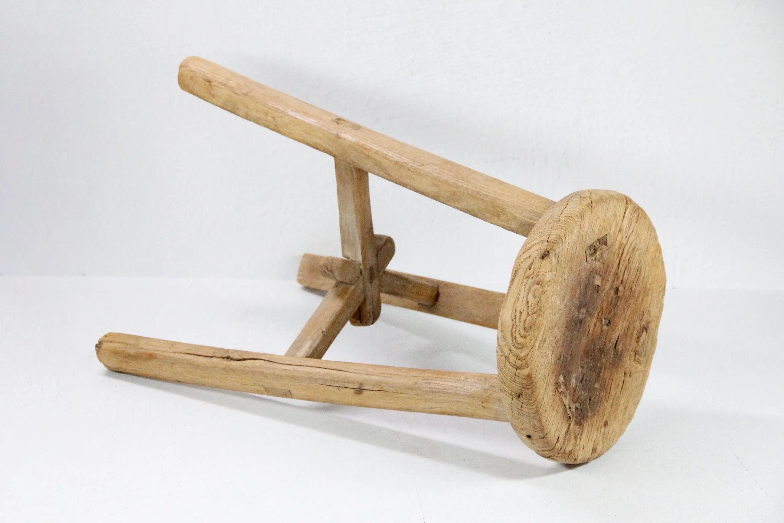 Elm Stool | Round Vintage Wooden Stool-Side Table  Debra Hall Lifestyle