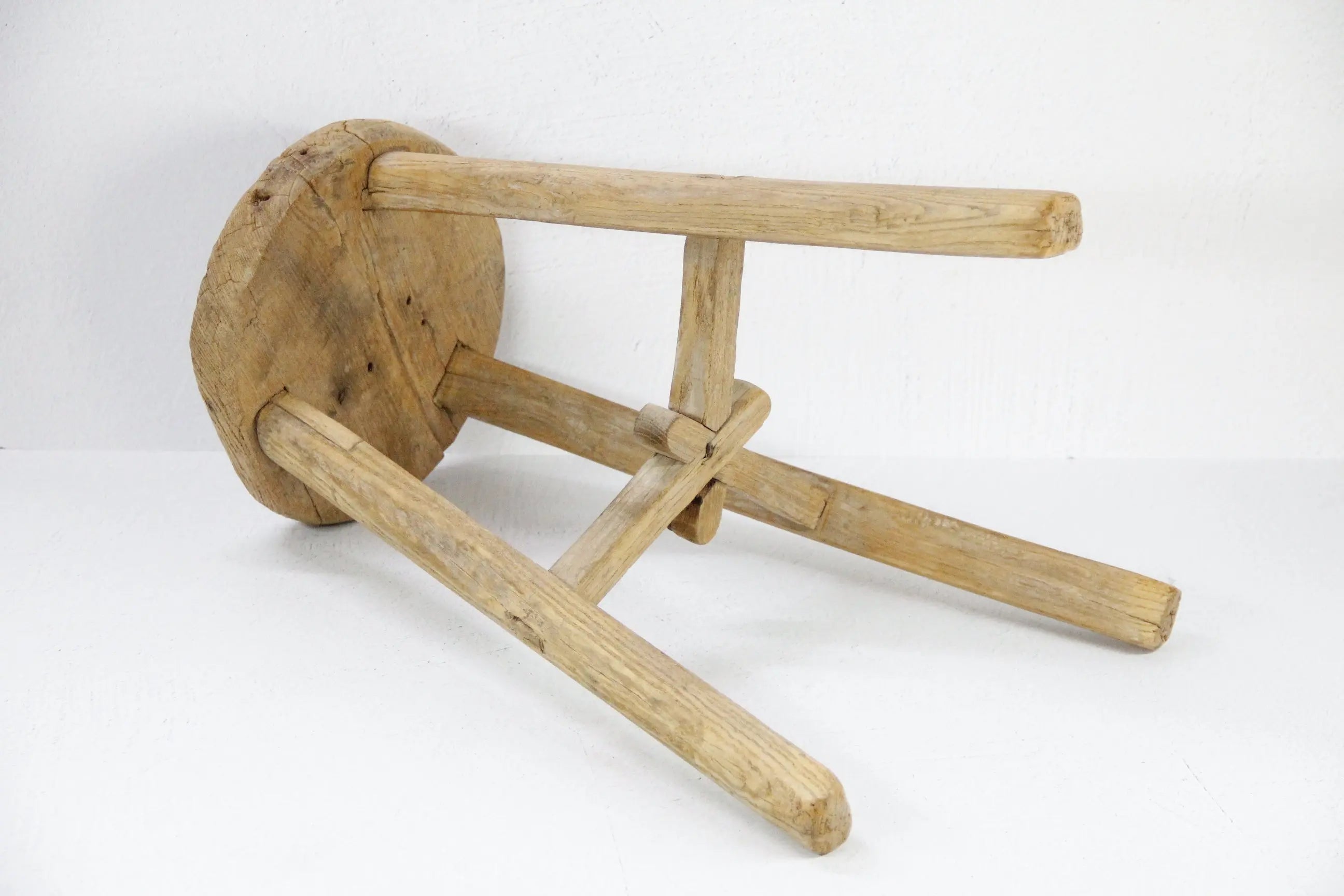Elm Stool | Round Vintage Wooden Stool-Side Table  Debra Hall Lifestyle