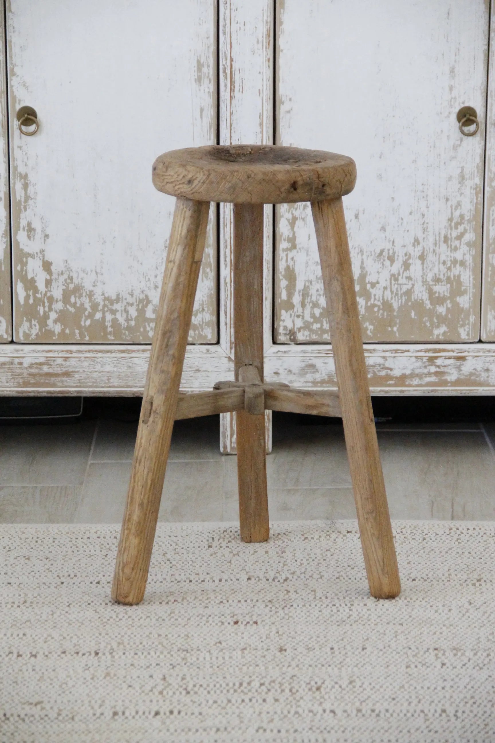 Elm Stool | Round Vintage Wooden Stool-Side Table  Debra Hall Lifestyle