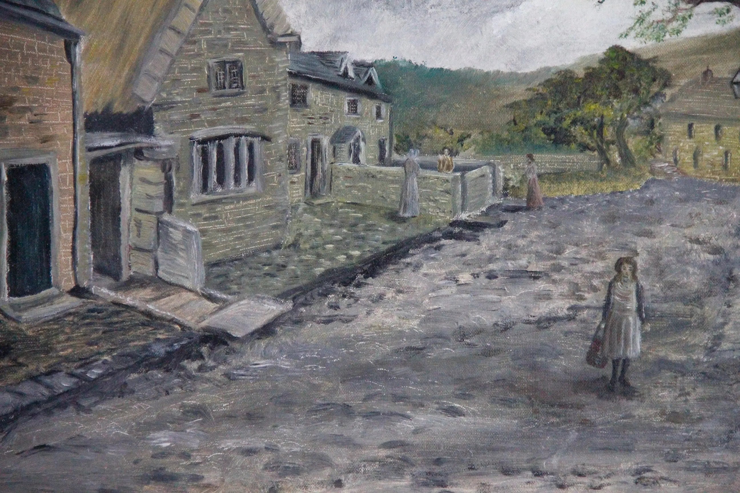 English Countryside Painting Village Scene | Vintage Signed  Debra Hall Lifestyle