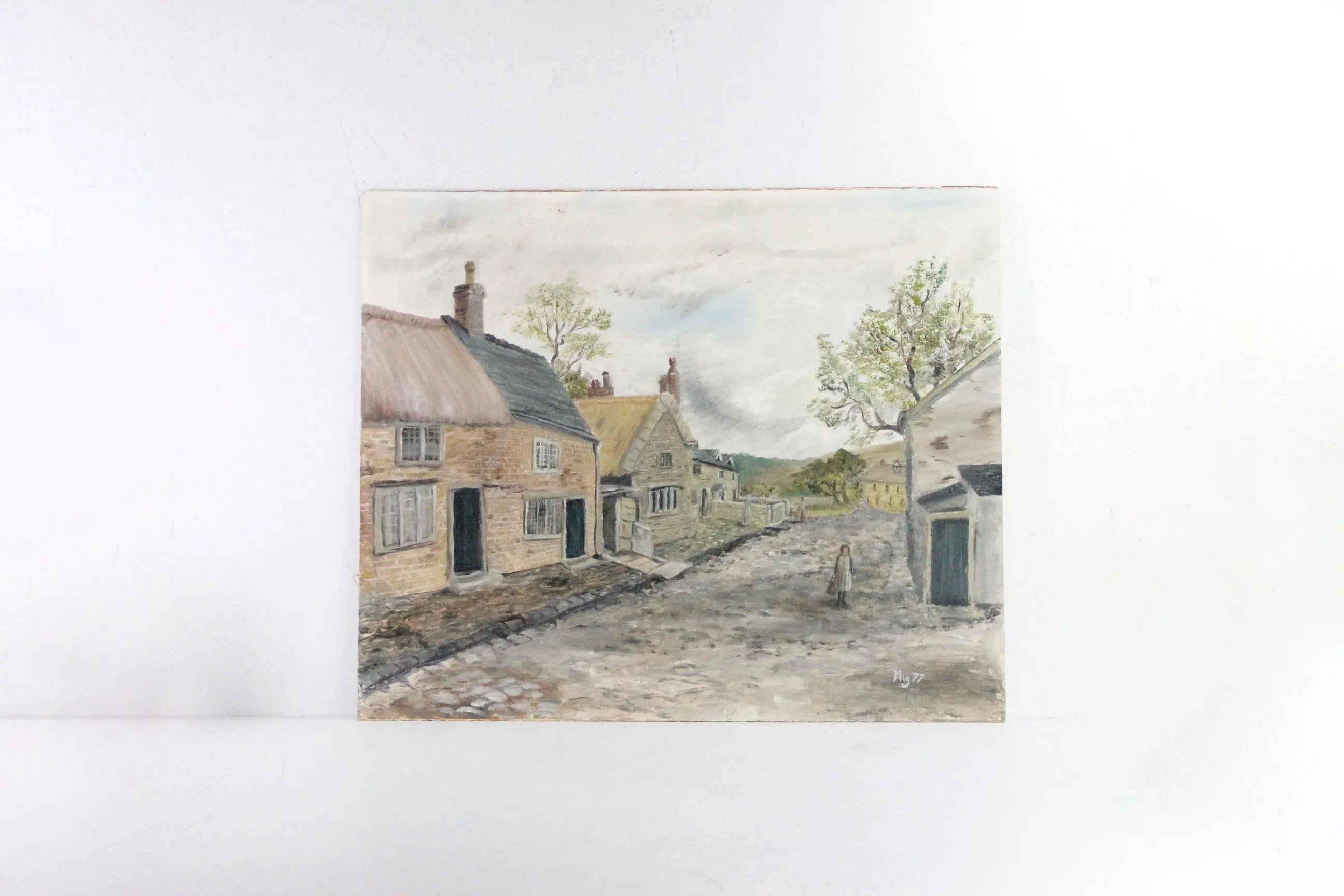 English Countryside Painting Village Scene | Vintage Signed  Debra Hall Lifestyle